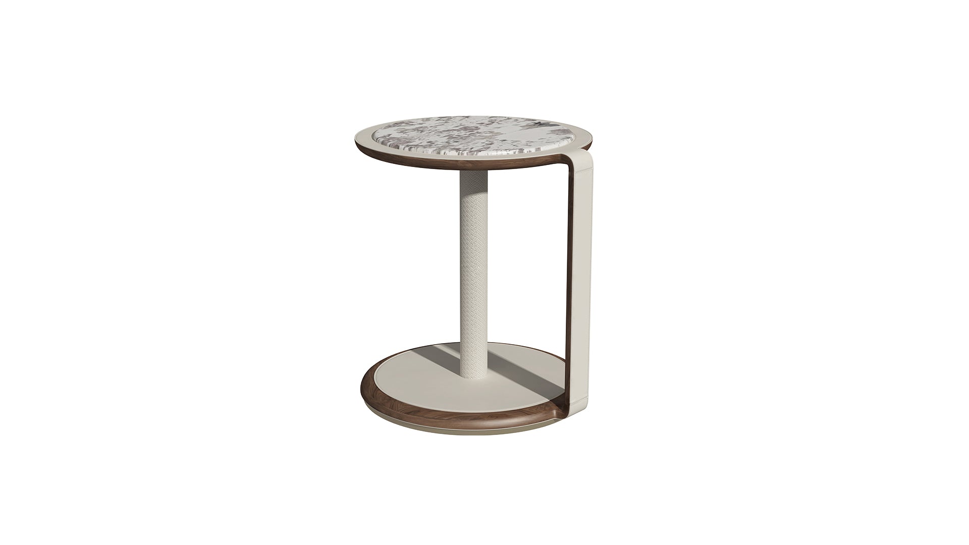 Side Table — Snow Mountain Blue Stone with Saddle Leather
