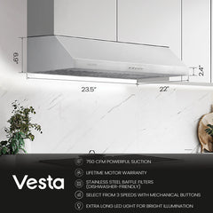 Chicago 24 inch  | Silver | 750 CFM Under-Cabinet Range Hood