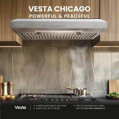 Chicago 30 inch | Silver | 750 CFM Under-Cabinet Range Hood