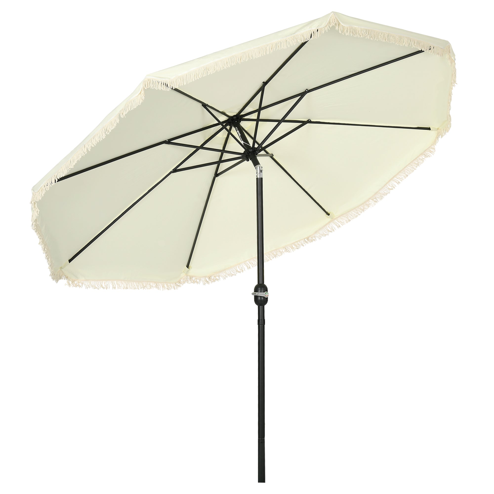 Outsunny 9 ft Cantilever Umbrella with Push Button Tilt and Crank Tassles and 8 Ribs Shade Umbrellas for Garden
