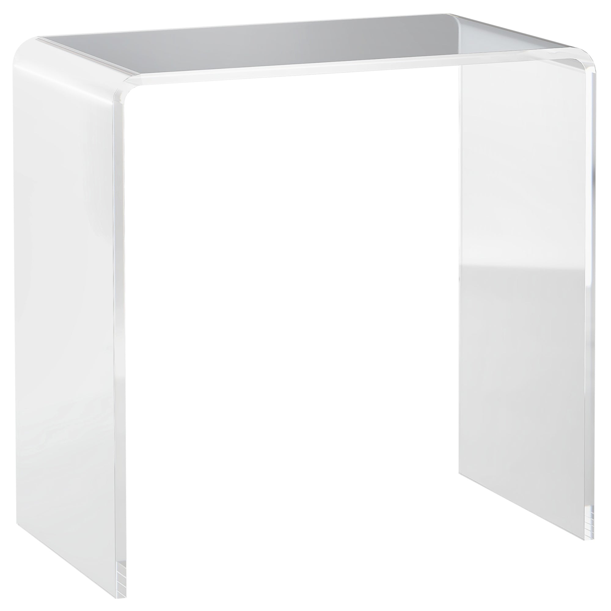 HOMCOM Modern Acrylic End Table, Waterfall Side Table with Rounded Edges and Storage for Small Spaces, 21" x 12" x 21", Clear