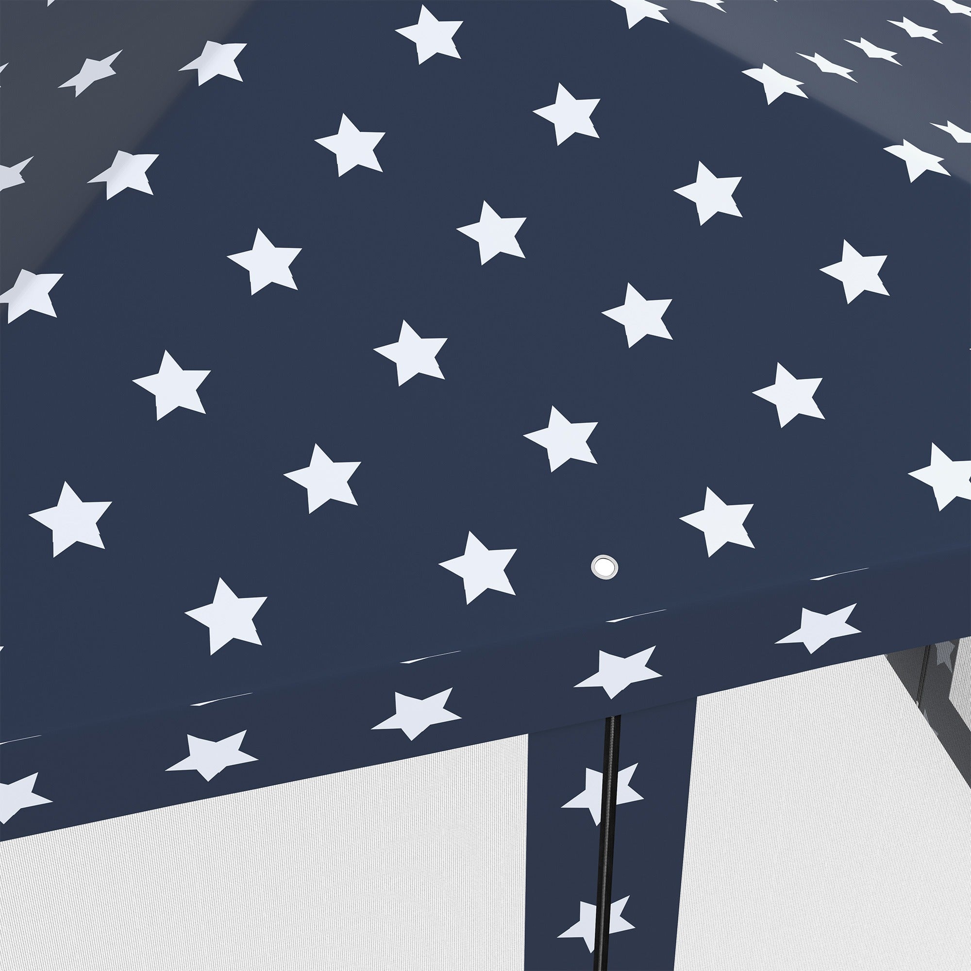 Outsunny 10' x 10' Pop Up Canopy Tent with Netting, Instant Gazebo for 4th of July Parties, Backyard BBQ & Outdoor Events – Navy Blue with Stars
