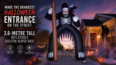Giant Inflatable Halloween Skeleton Reaper Arch 3.6m with LED Lights