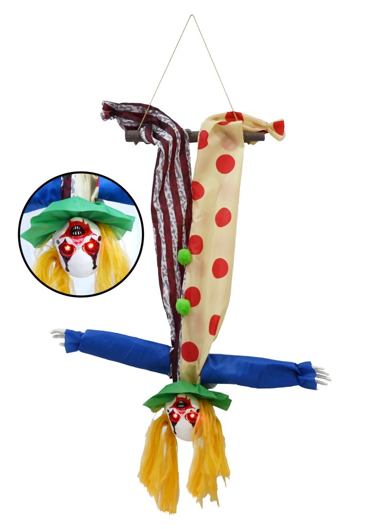 Animated Halloween Upside Down Clown 1.4m with Moving Head & Sound