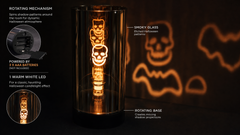 Halloween Rotating Haunted Glow Cylinder Lantern 19.5cm – 3 Designs