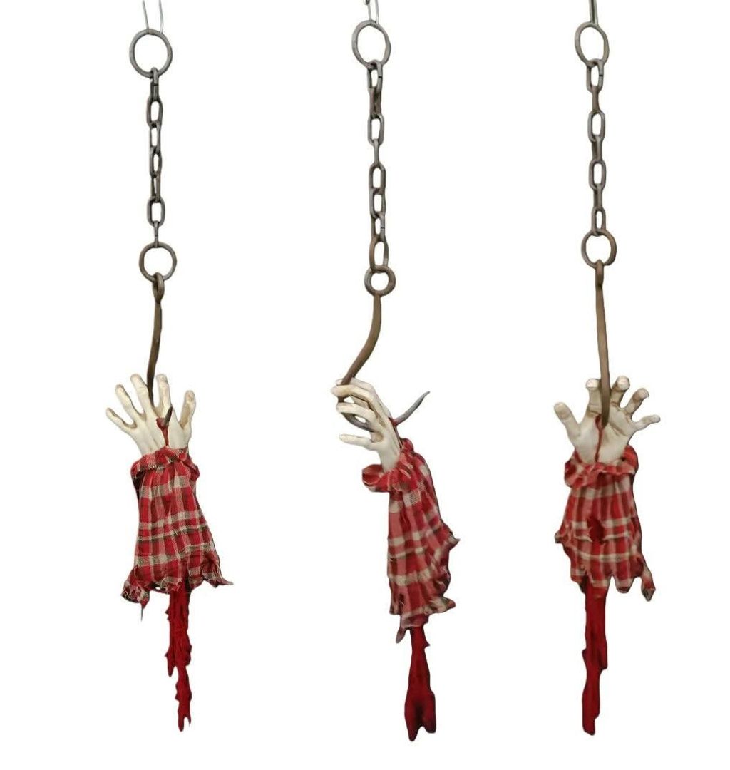 Halloween Zombie Hand on Hook 1m Hanging Door Decoration