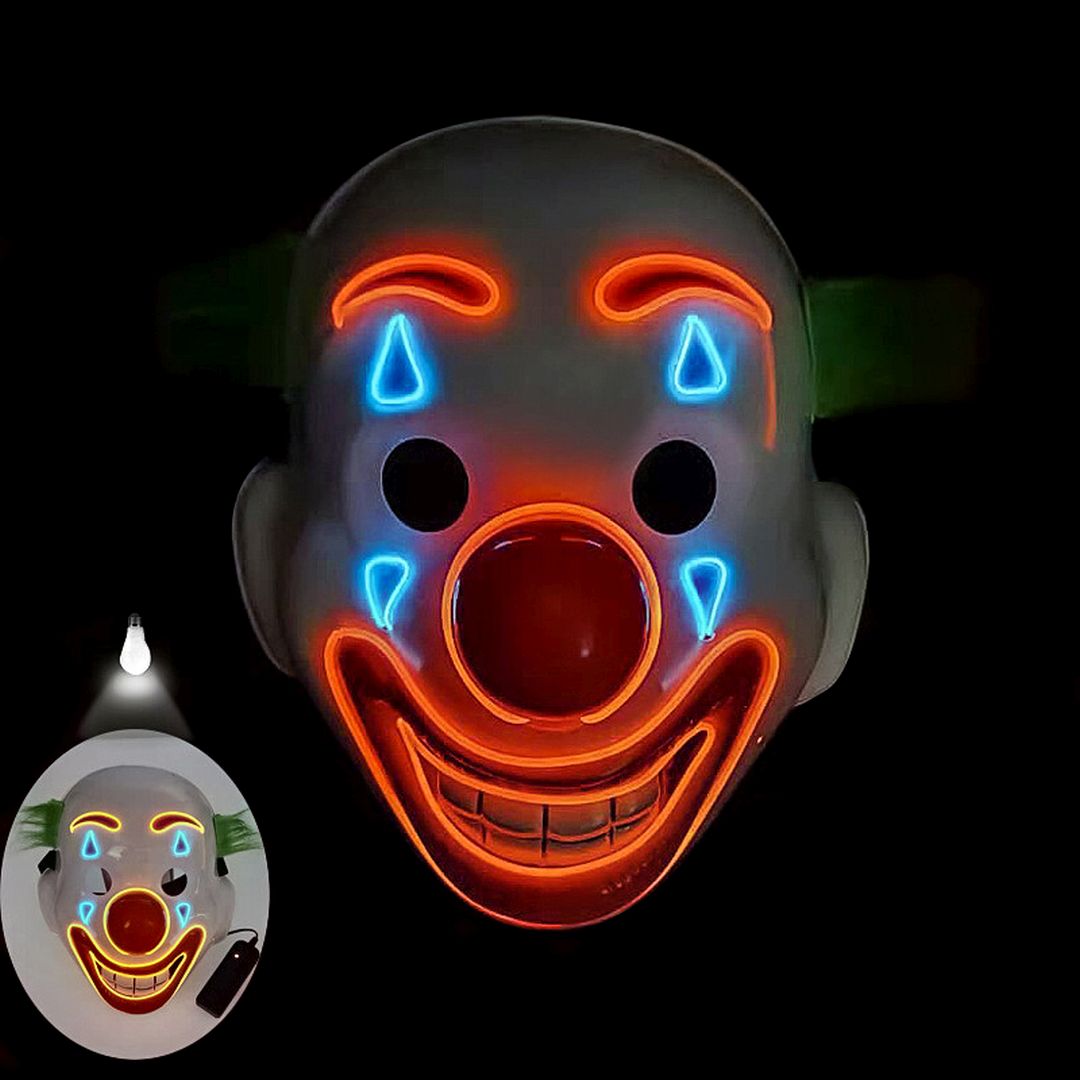 Halloween Light Up Stitched Clown Mask with LED Flash Modes