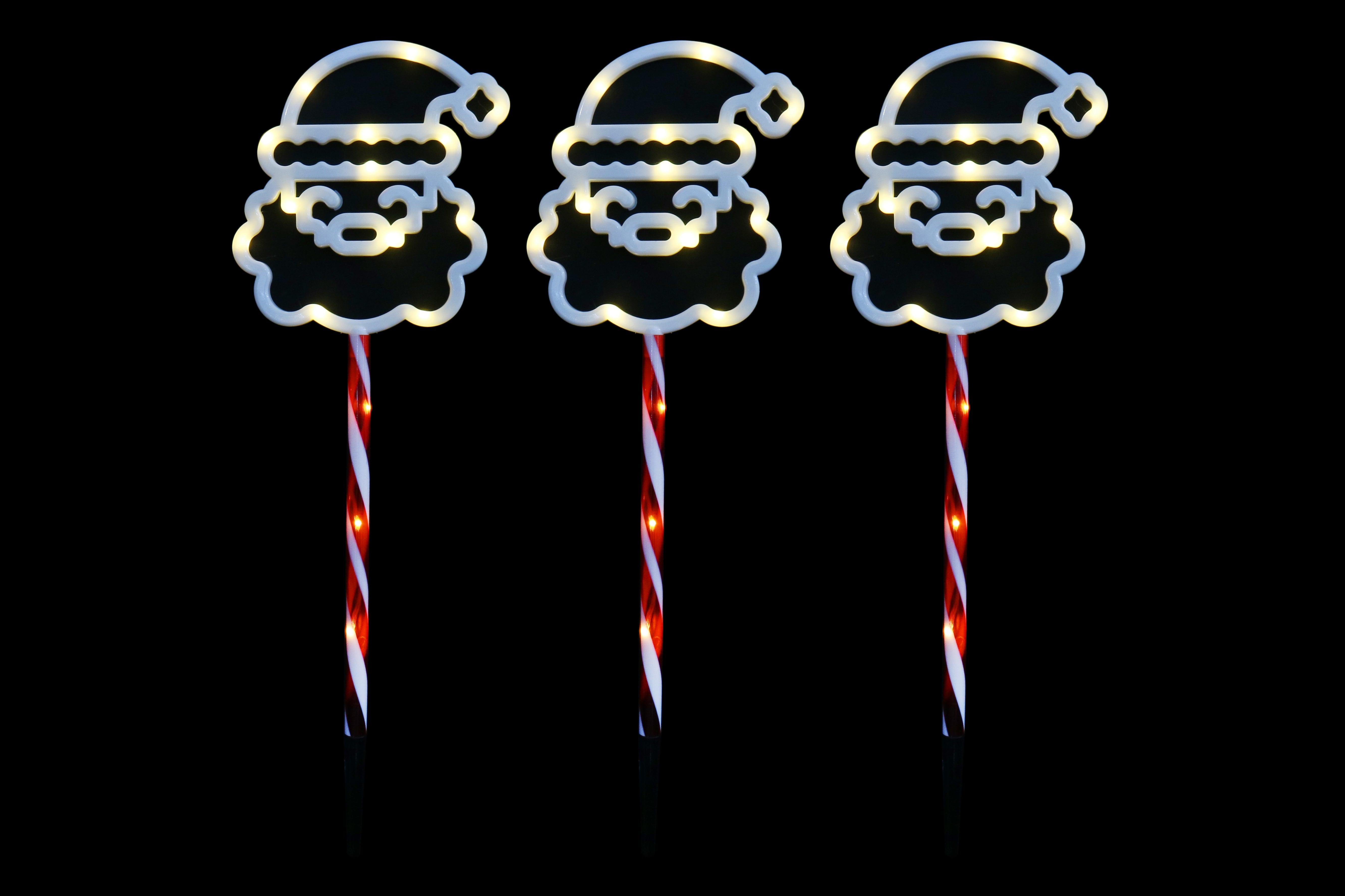 Solar Candy Santa Face Path Stakes 3pk