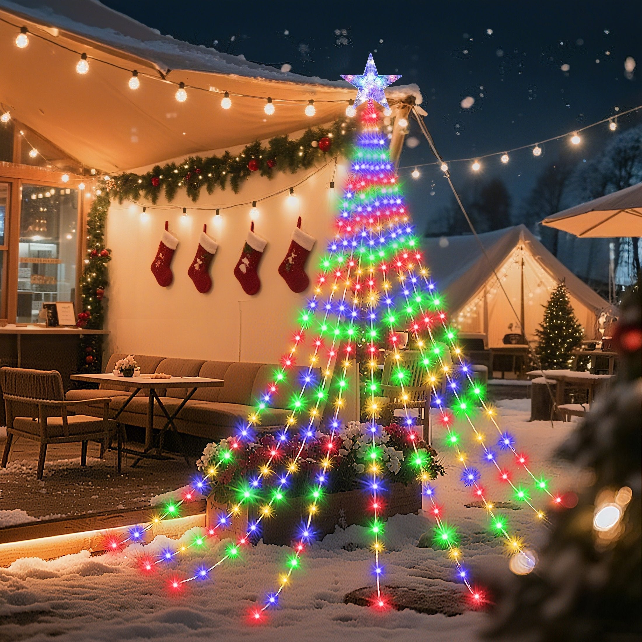 Solar Tentpole Light with Star 3m Multi Clear Cable