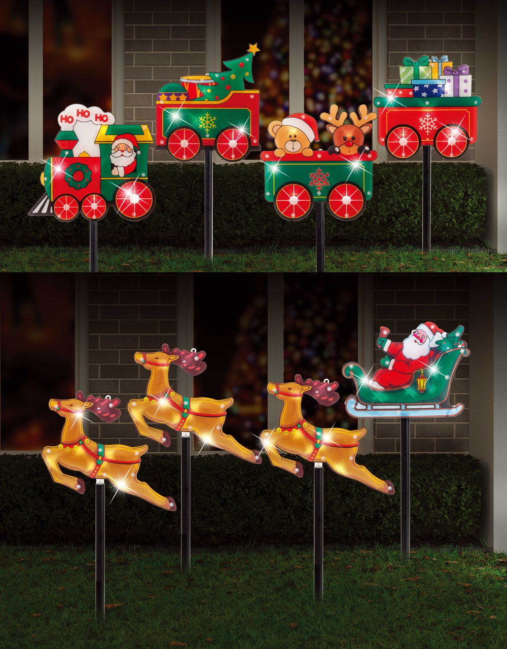 Solar Sleigh/Train PVC Laser Path Lights Asst