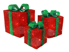 Mesh Tinsel Present Set 3pc Flashing Asst