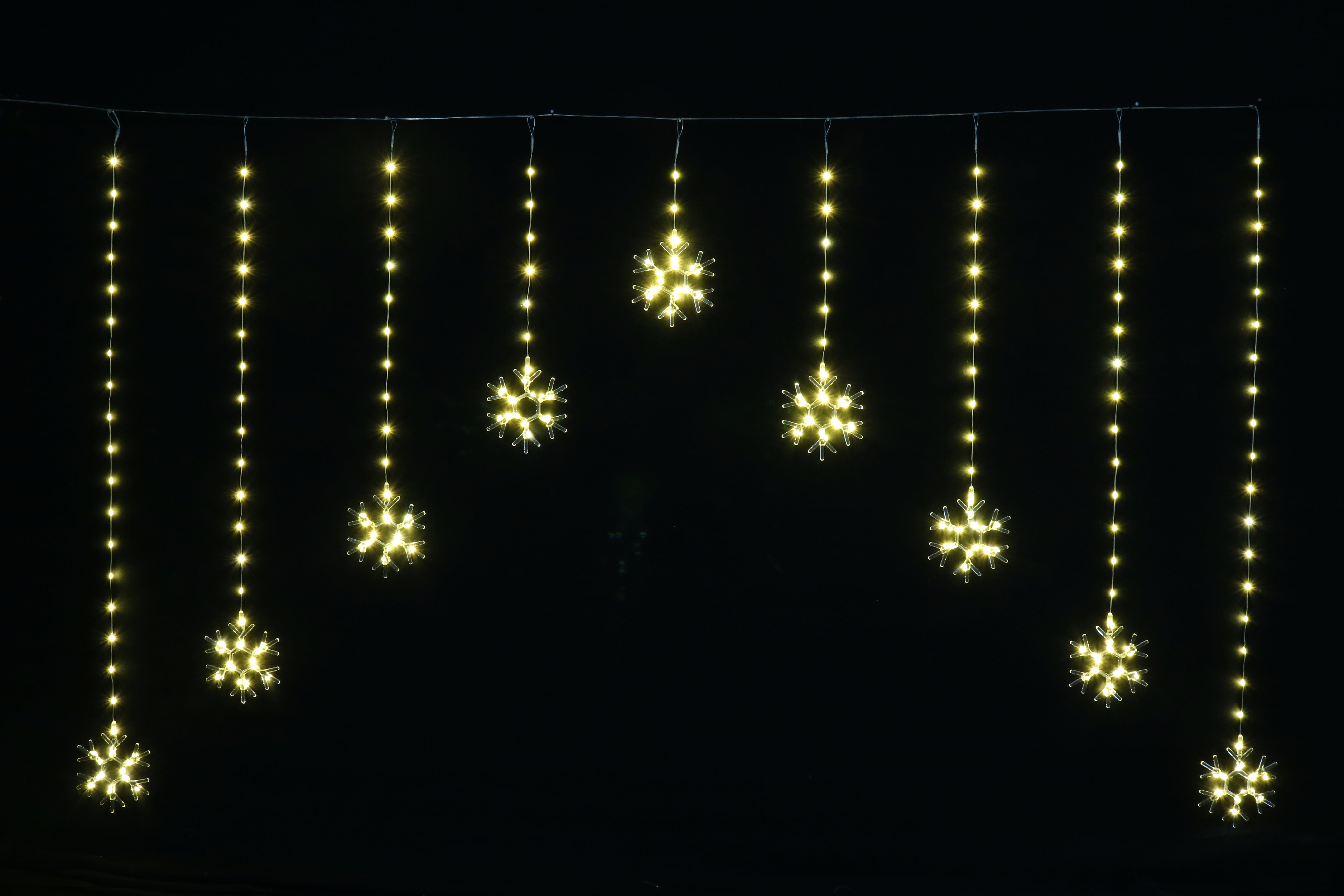LED Dew Drop Snowflake Curtain Warm