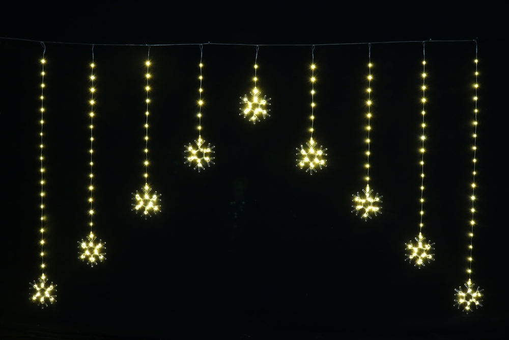 LED Dew Drop Snowflake Curtain Warm