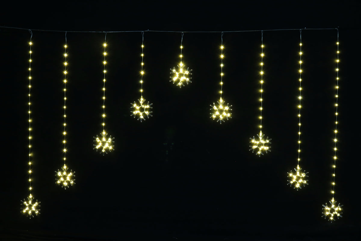 LED Dew Drop Snowflake Curtain Warm