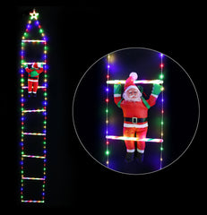 LED Ladder Star Topper with Santa Warm/Multi Asst