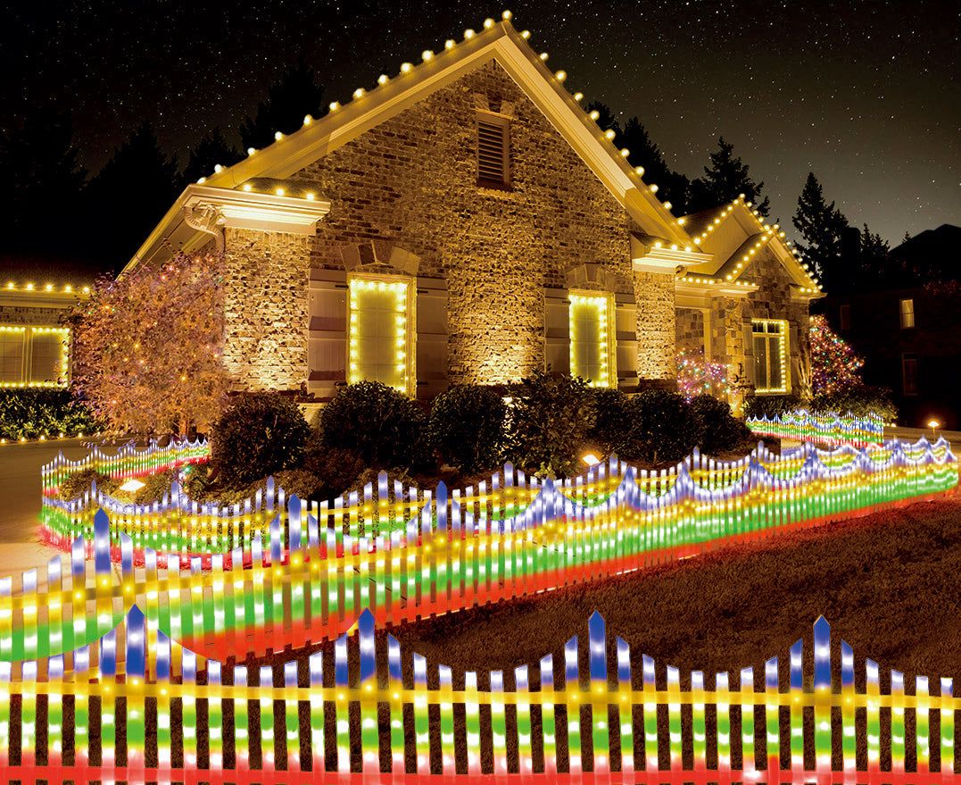 LED Picket Fence 8pk Multi Colour