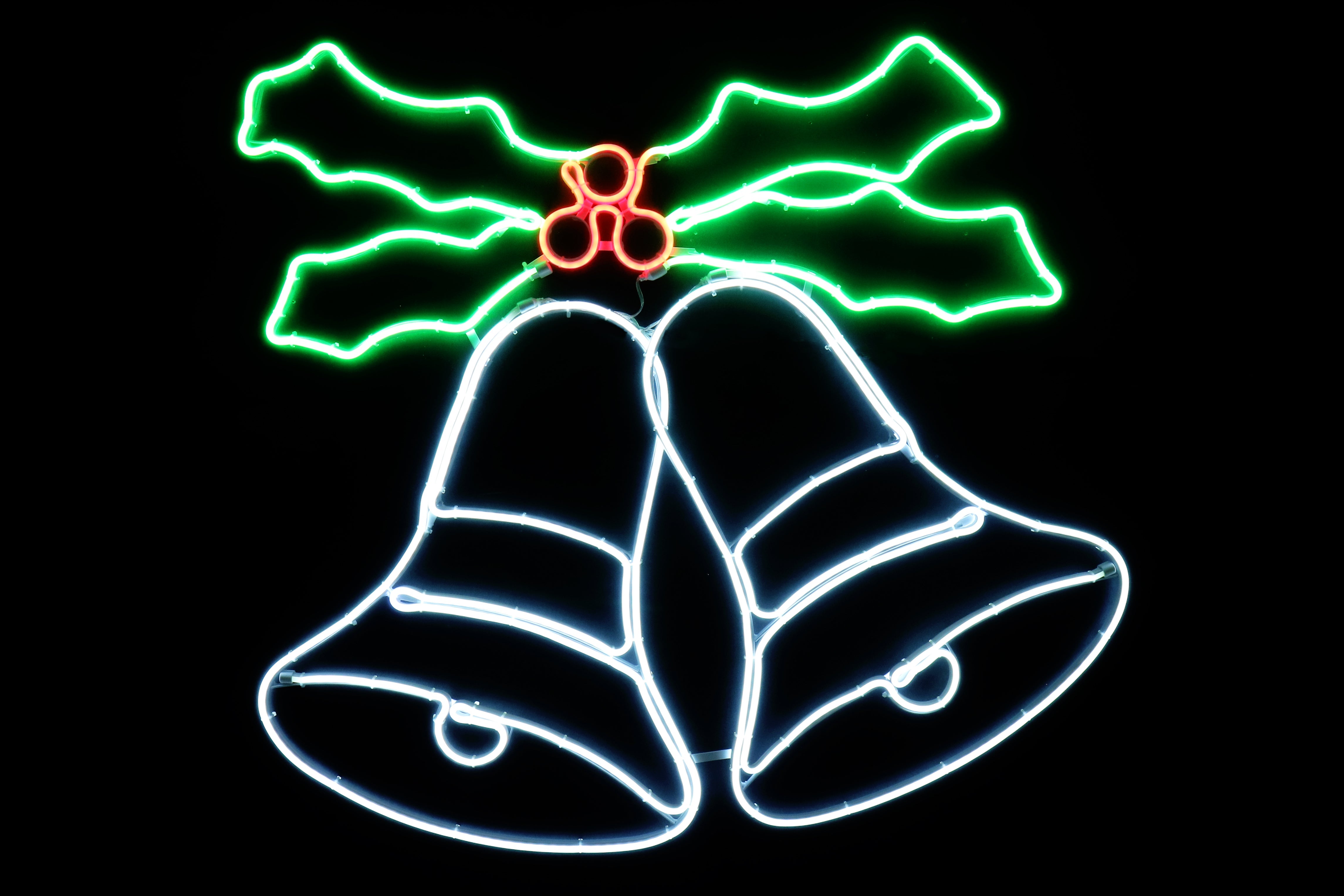 LED Neonflex Holly Berry Twin Bells Flash