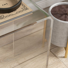 HOMCOM Modern Acrylic End Table, Waterfall Side Table with Rounded Edges and Storage for Small Spaces, 21" x 12" x 21", Clear