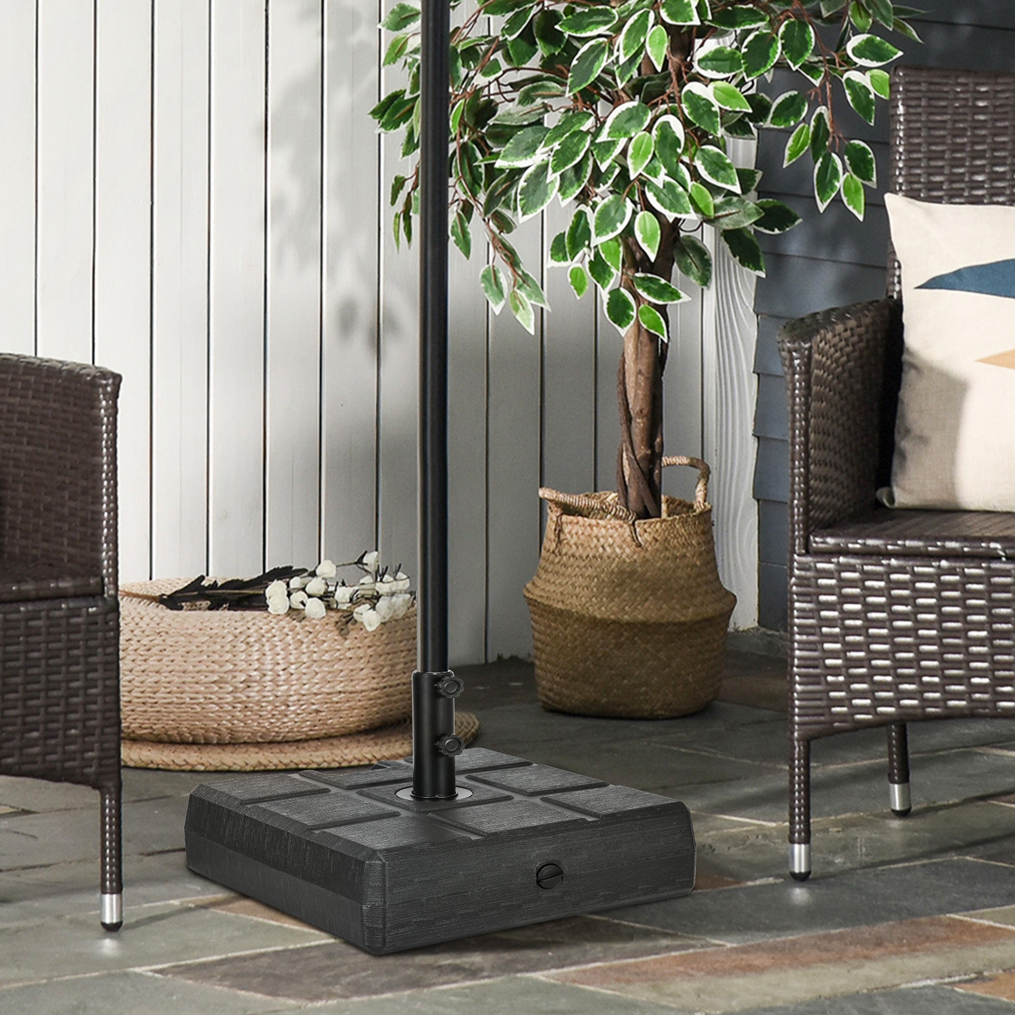 Outsunny Umbrella Stand for 1.5", or 1.9" Umbrella Poles, Fillable Umbrella Base, Black