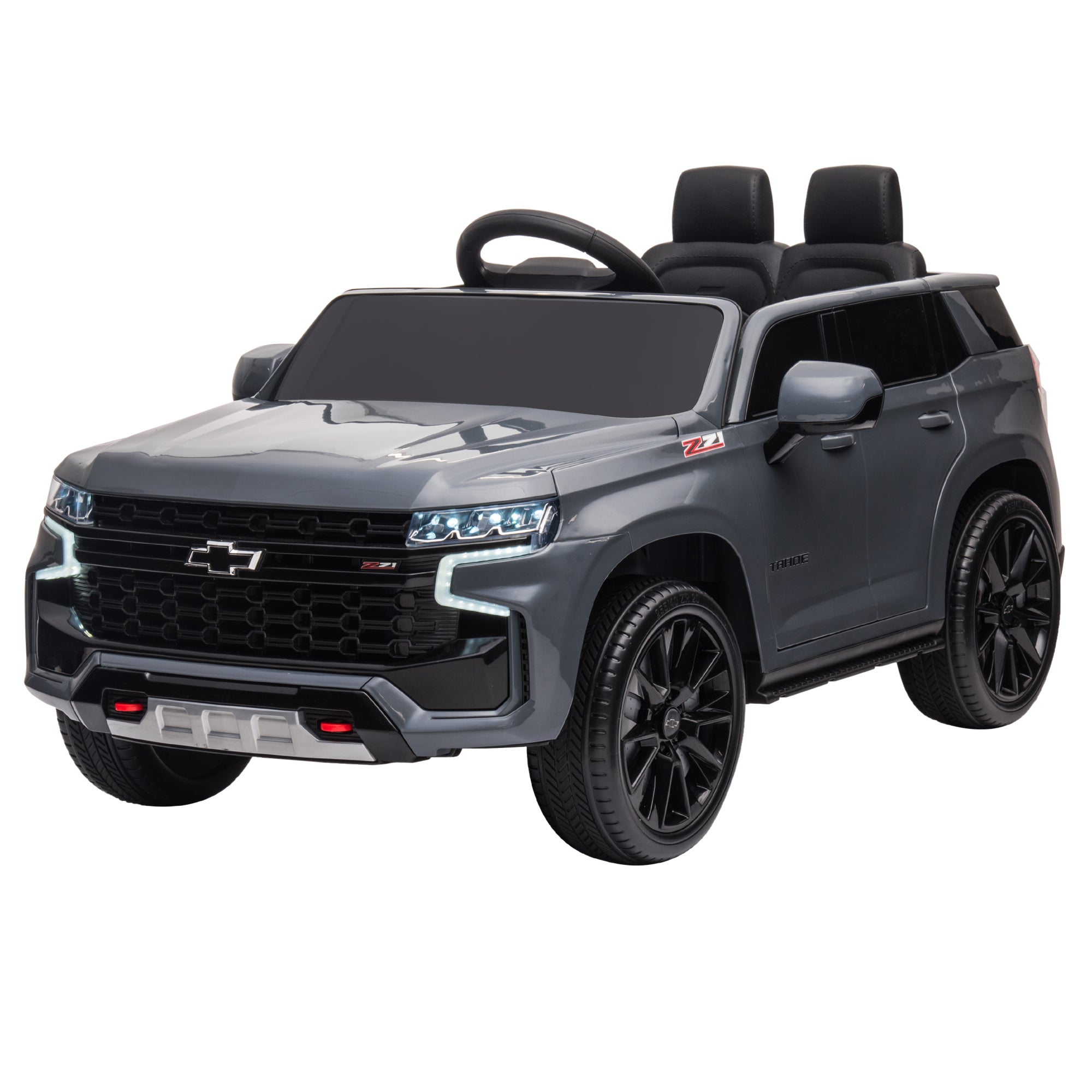 Aosom Licensed Chevrolet Tahoe Ride On Car, 12V 7AH Battery Power Ride On Toy with Parent Remote Control, LED Lights, Music, 4 Wheeler Suspension, 3 Speeds, Kids Electric Vehicle for Aged 3+, Gray
