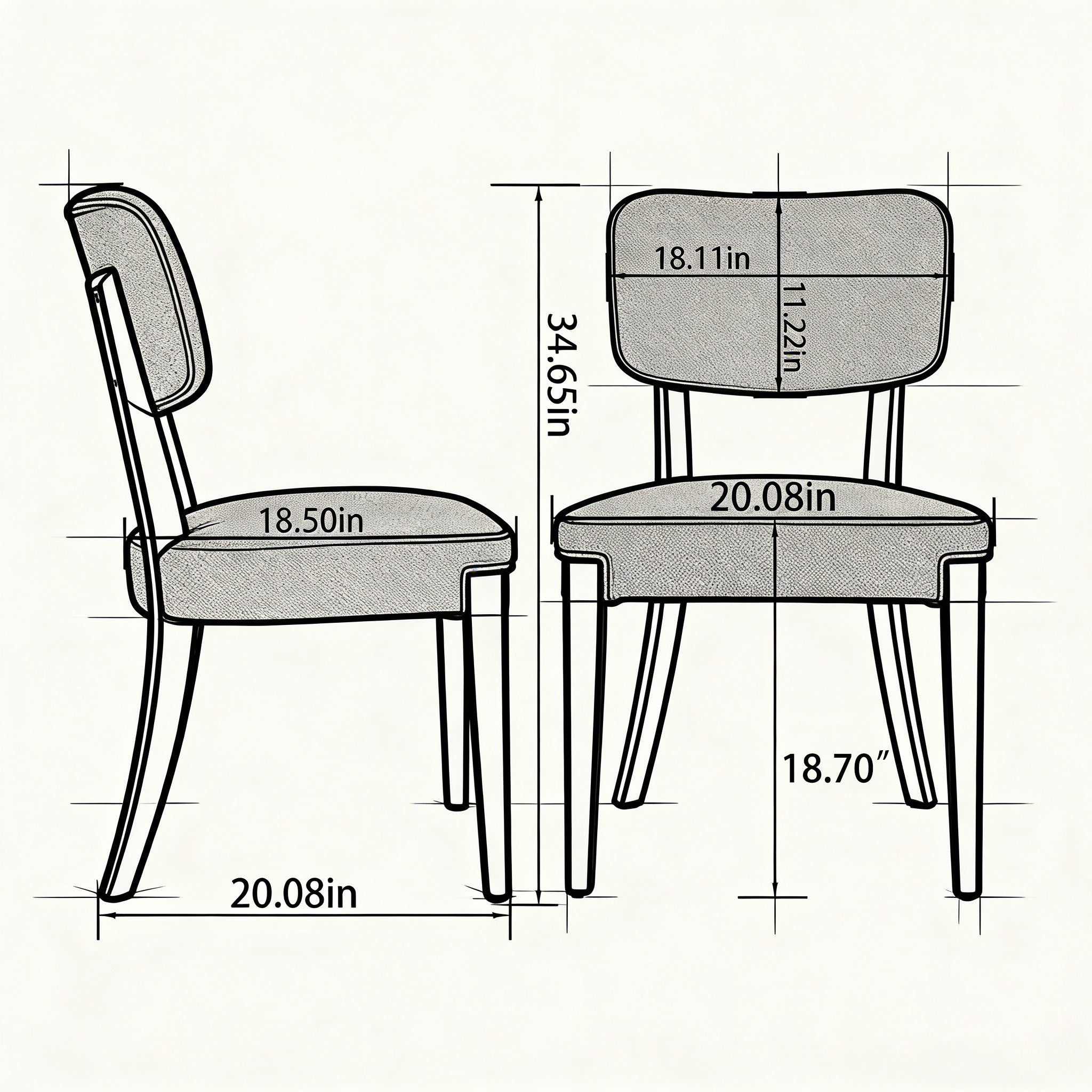 Modern Armless Dining Chairs Set of 2, Beige, Contemporary Side Chairs with Wood Legs - Versatile Accent Chairs for Dining Room, Kitchen, or Living Room