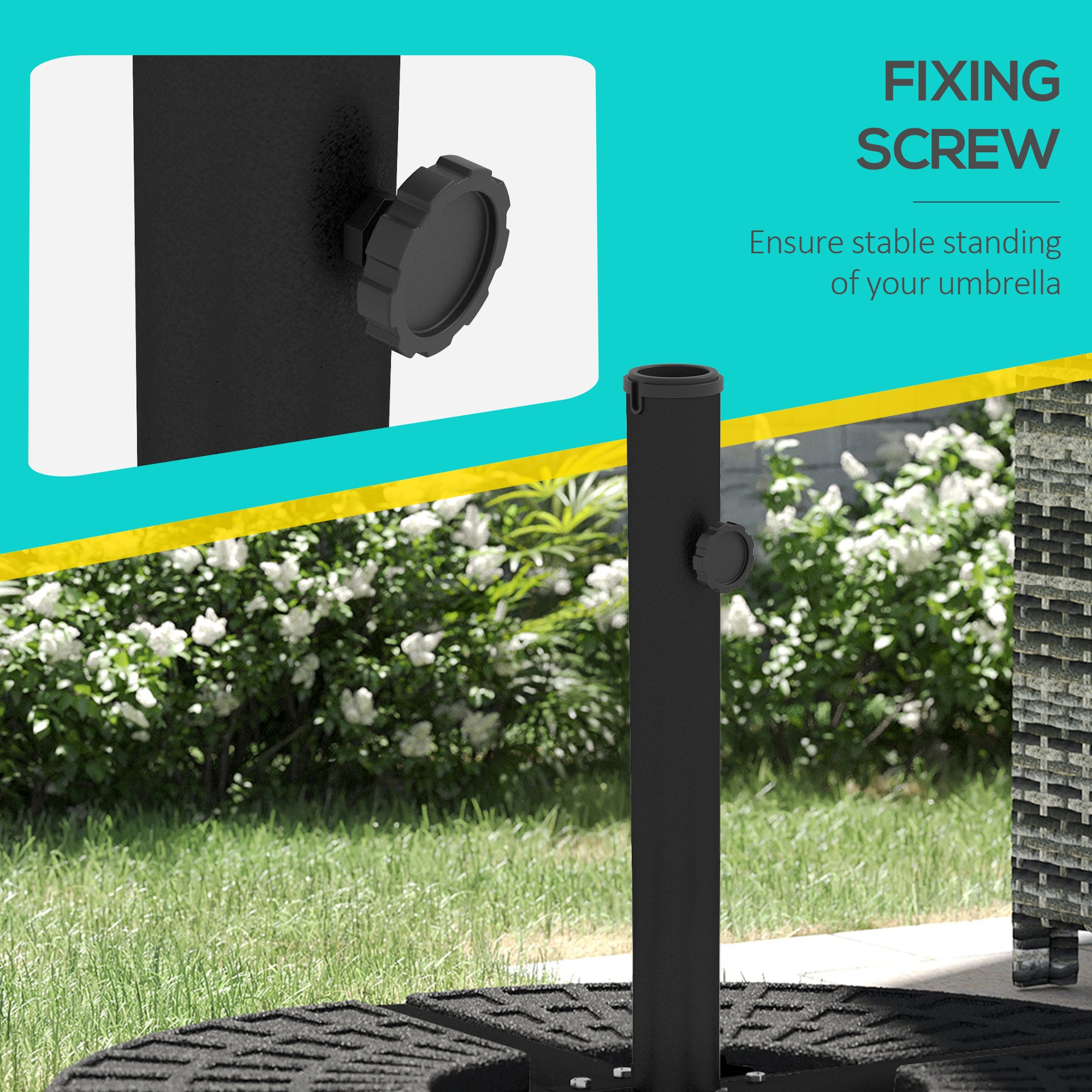 Outsunny Outdoor Universal Cross Brace Stand for Small Offset Umbrella or Large Market Umbrella, Black