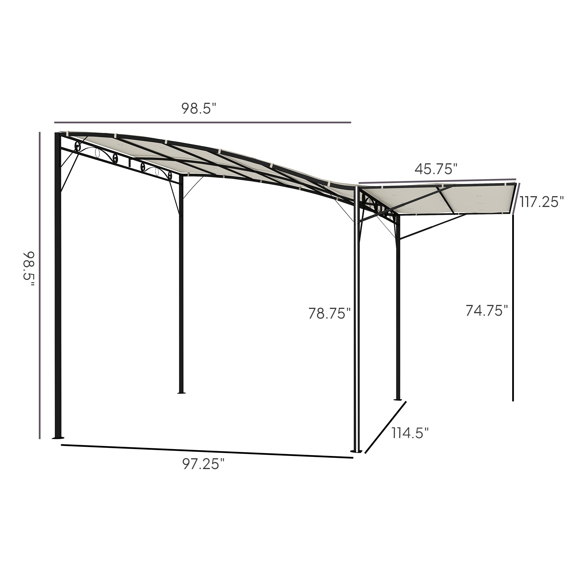 Outsunny 10' x 8' Outdoor Pergola and Patio Gazebo for Garden, Camper, Deck, Doors and Windows, Cream White