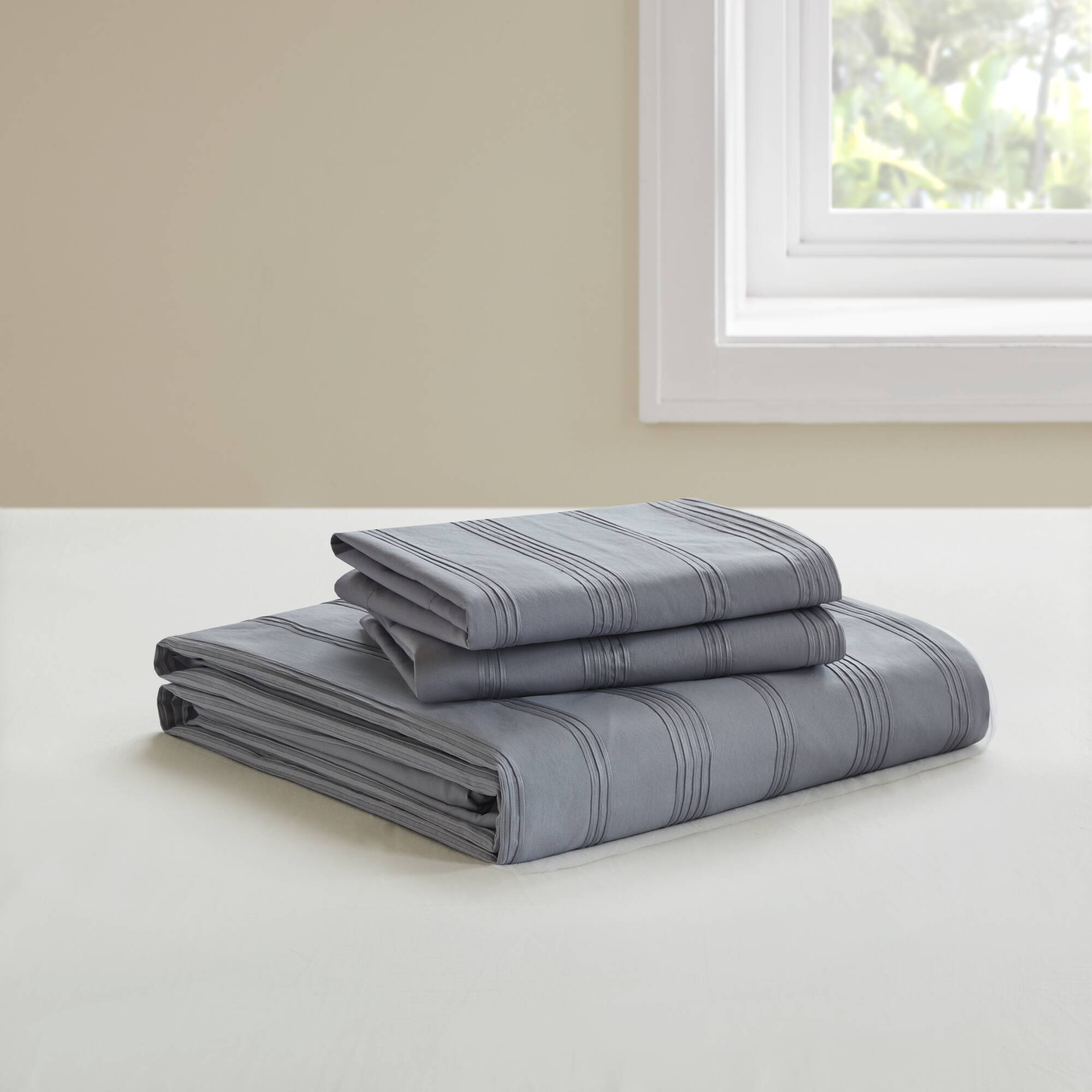 3-Piece Cal King Woven Striped Duvet Set