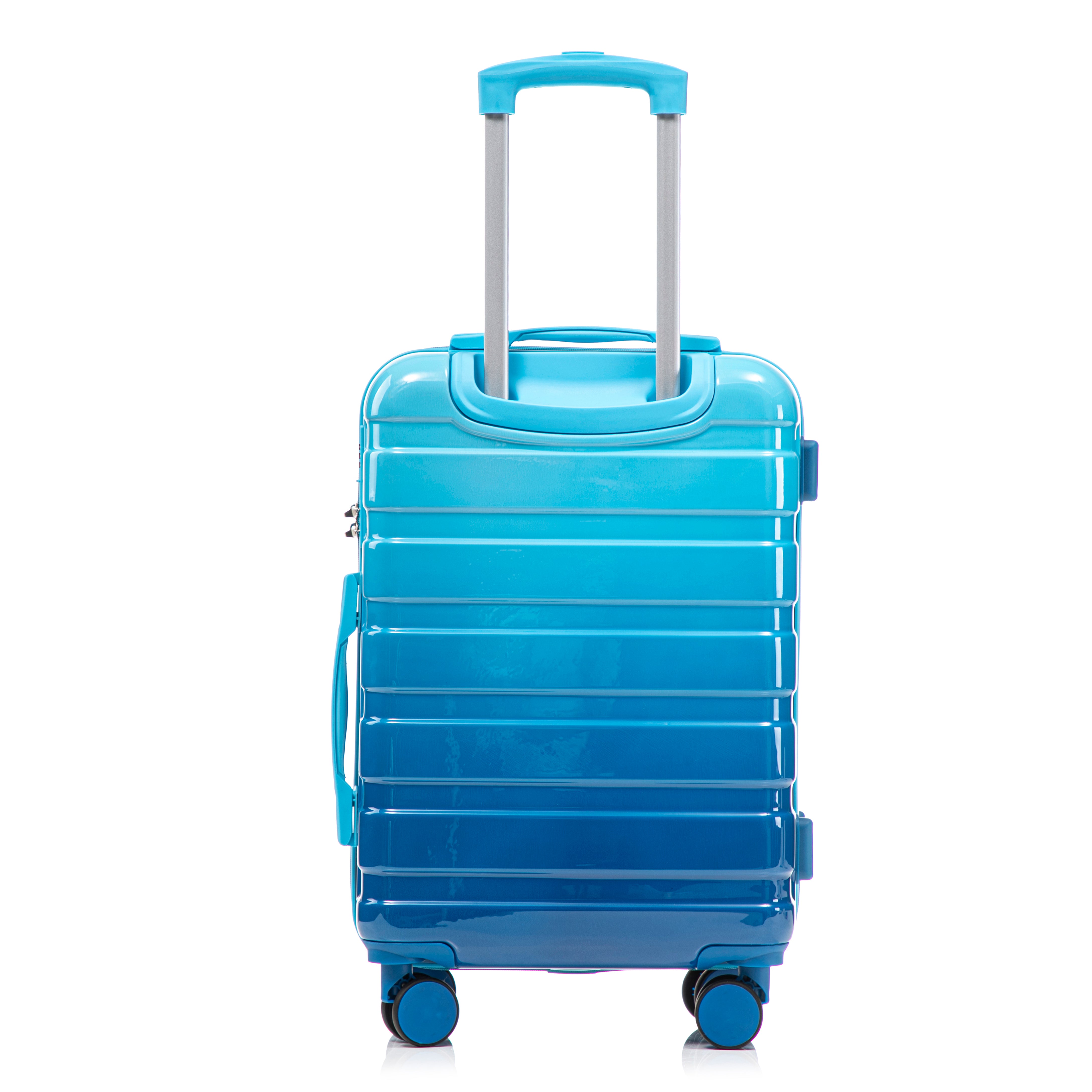 20" Carry-On Suitcase + 14" Cosmetic Case Set (PC Hard Shell, Gradient Navy/Light Blue)