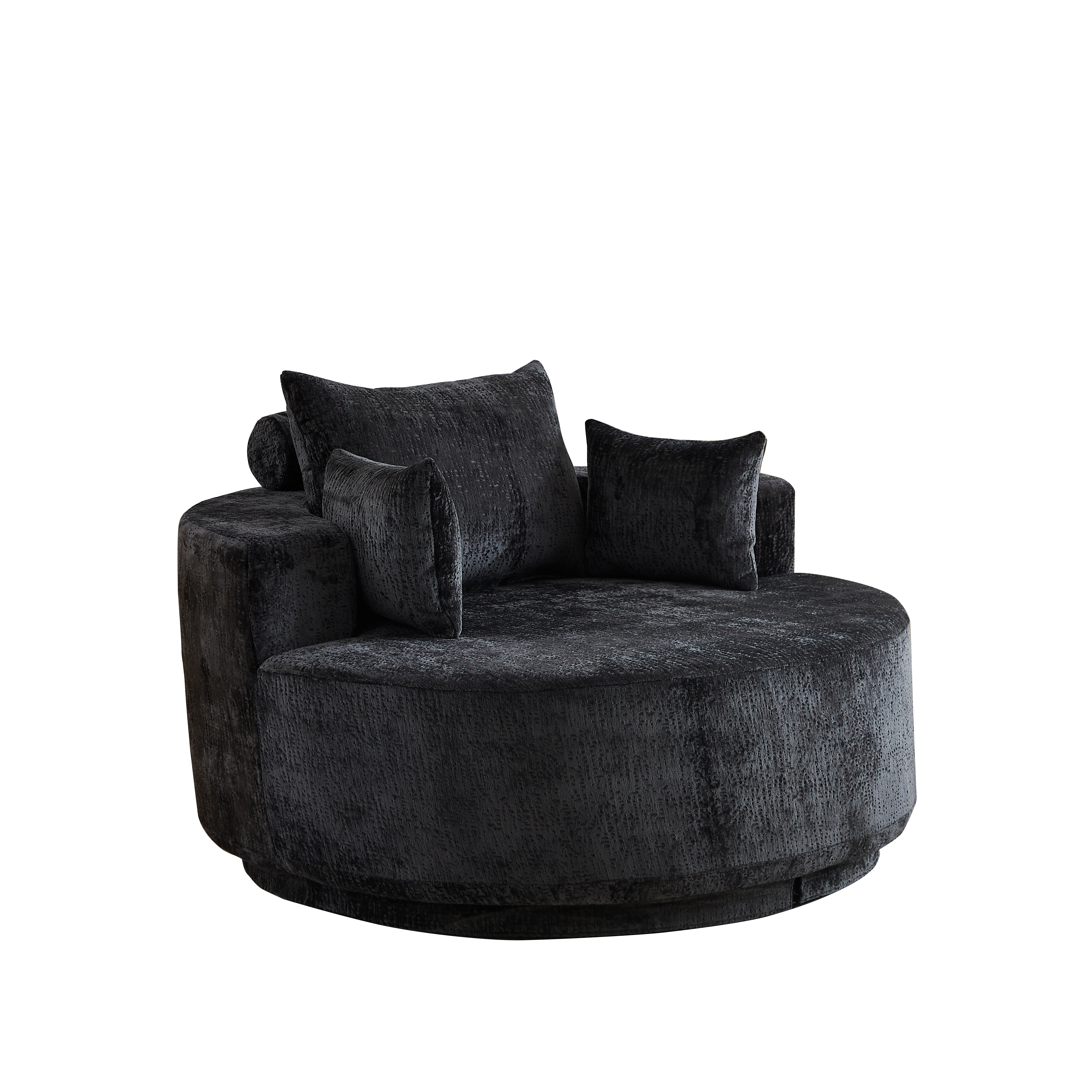 55''L Chenille Foam Single Swivel Chair, Fluffy Modern Sleeper, 360 Degree Swivel Chair for Living Room, Bedroom, Lounge and Projection Room