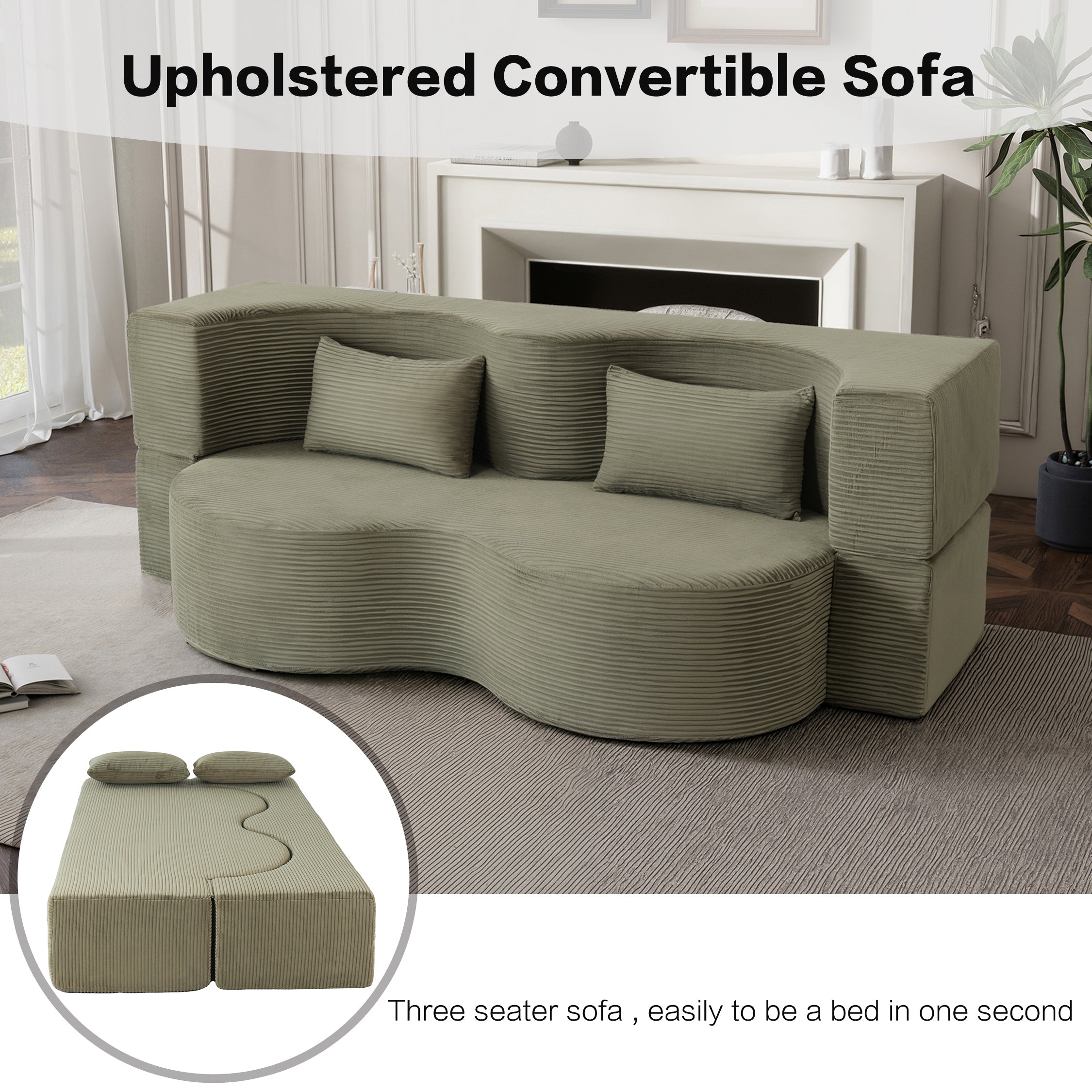 2-in-1 Foldable Sofa Bed (75")