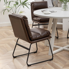 Innes 5-Piece Round Dining Set, Trestle Dining Table with 4 Stylish Chairs, Antique Brown