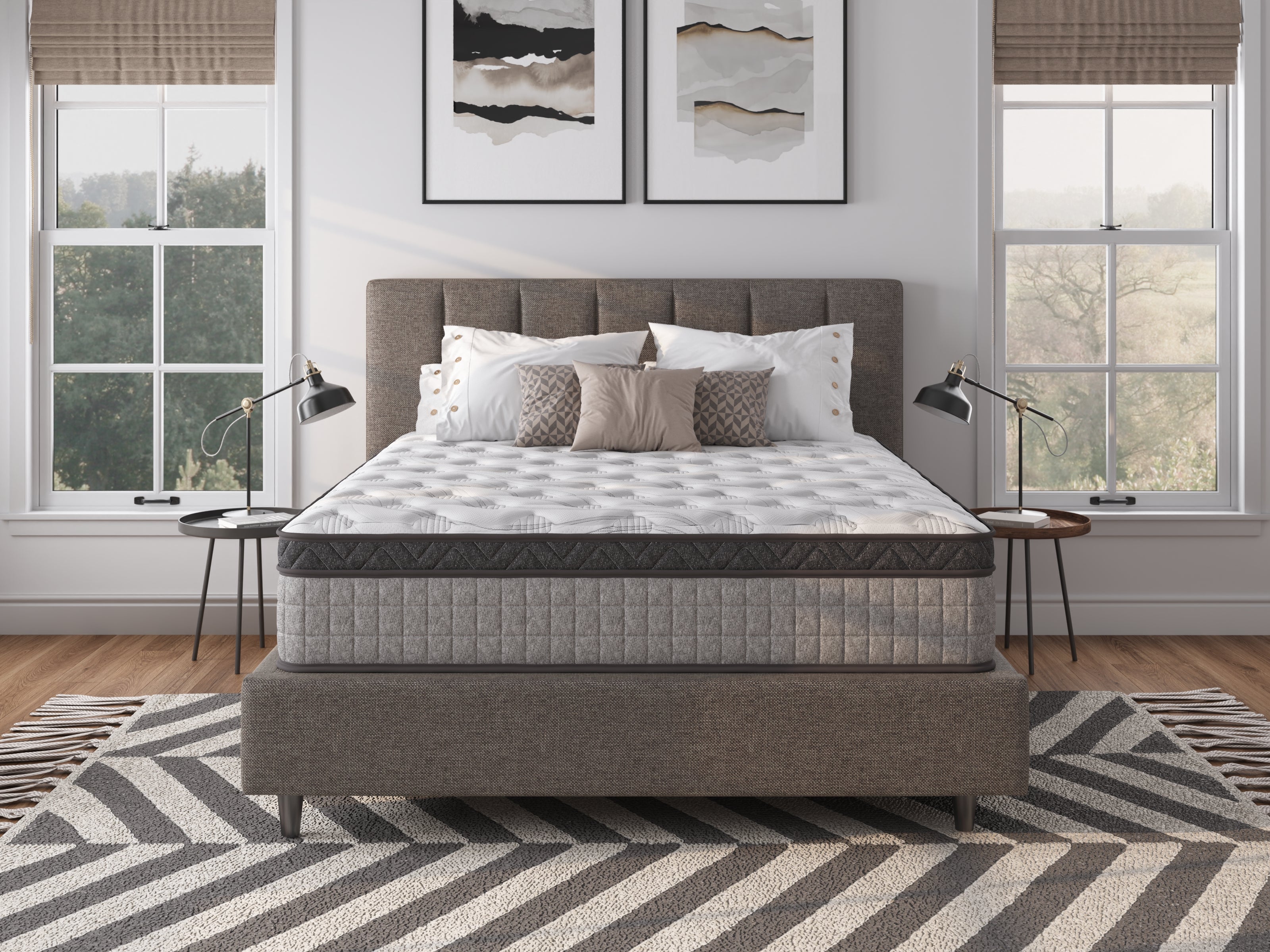 Assembled in USA - 12" Twin Diamond Innerspring Hybrid and Cooling Gel Memory Foam Mattress, Pressure Relief, and Motion Isolation, CertiPUR-US and Oeko TEX Certified