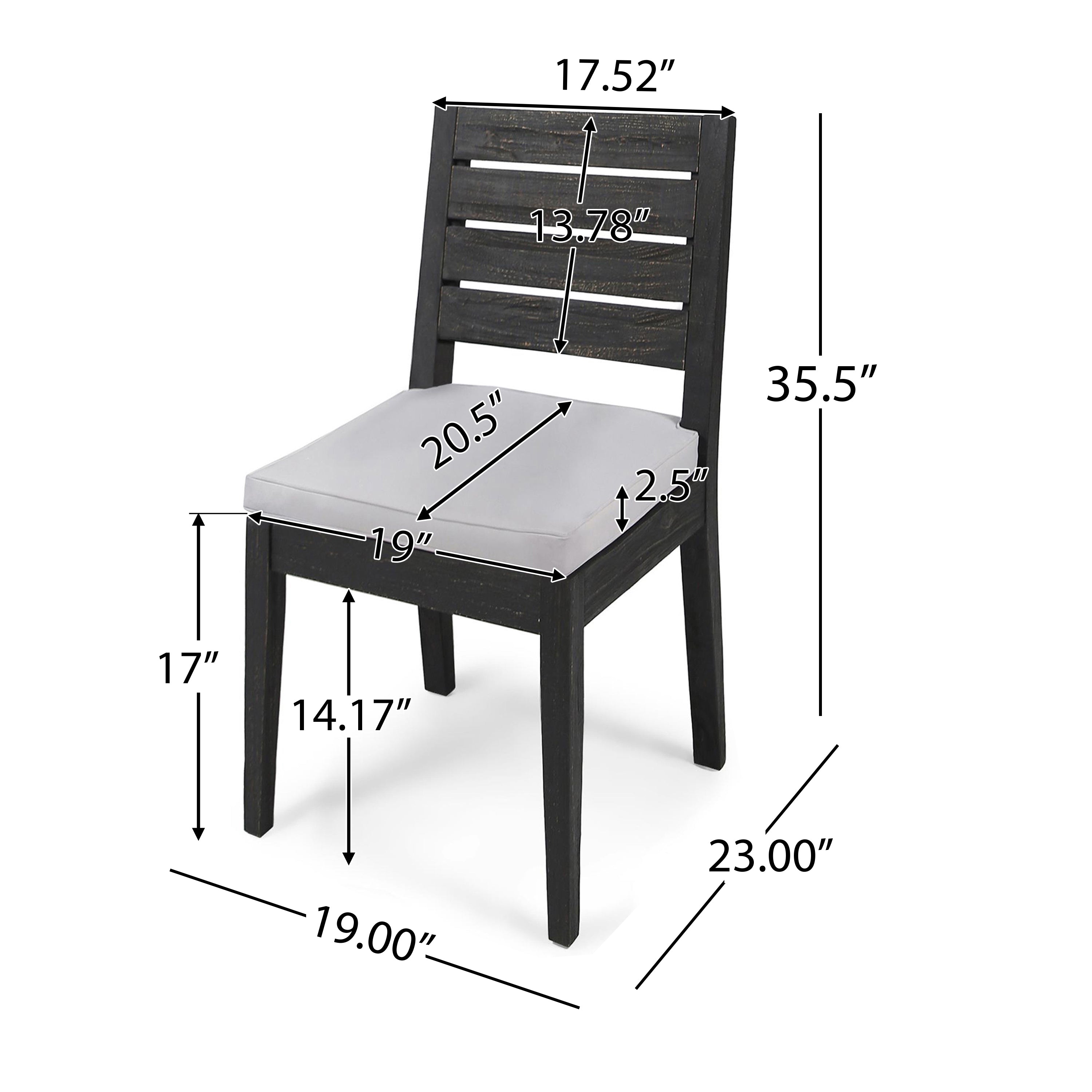 Outdoor 6-Seater Acacia Wood Dining Set with Bench,Sandblast Dark Grey With Light Grey Cushion
