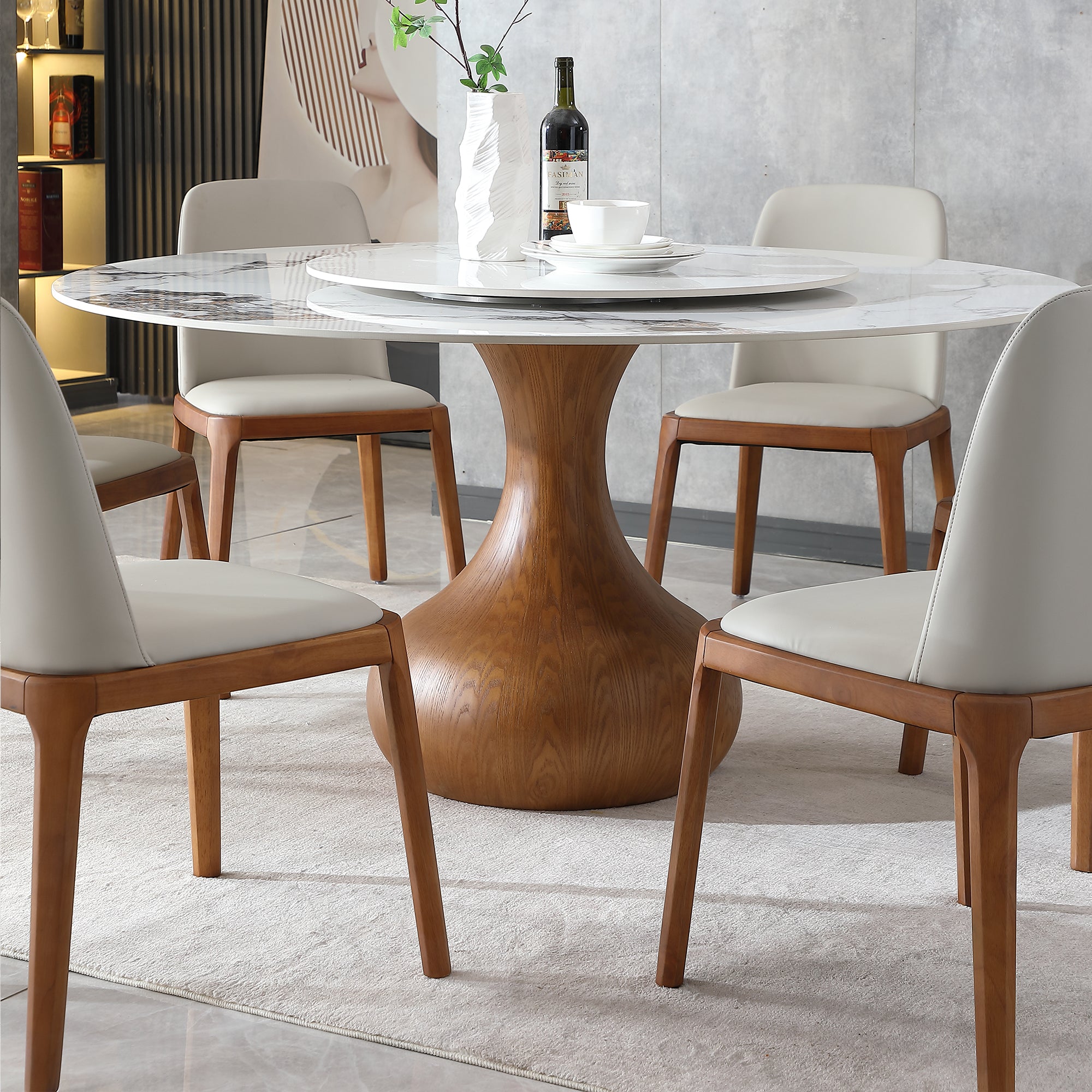Dining Chairs Set of 2, Modern PU Leather Dining wooden Legs for Living Kitchen Dining Room gray (Set of 2)