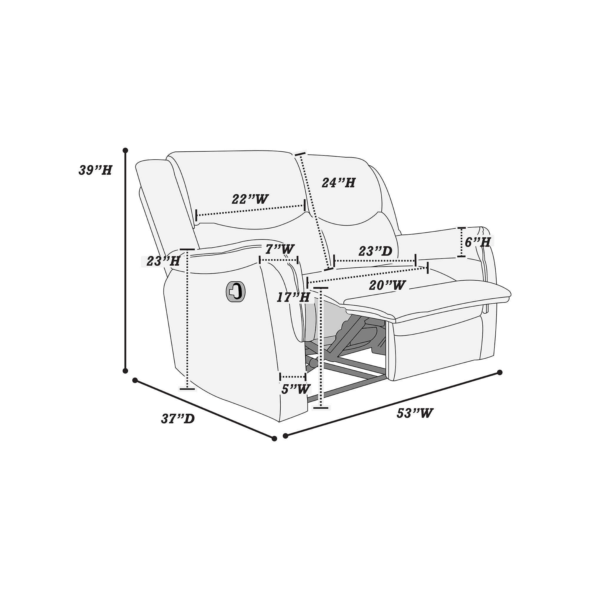 Modern Style 3pc Living Room Set Fully Upholstered Supportive Backrest Dark Gray Finish Manual Motion Primary Living Room Furniture