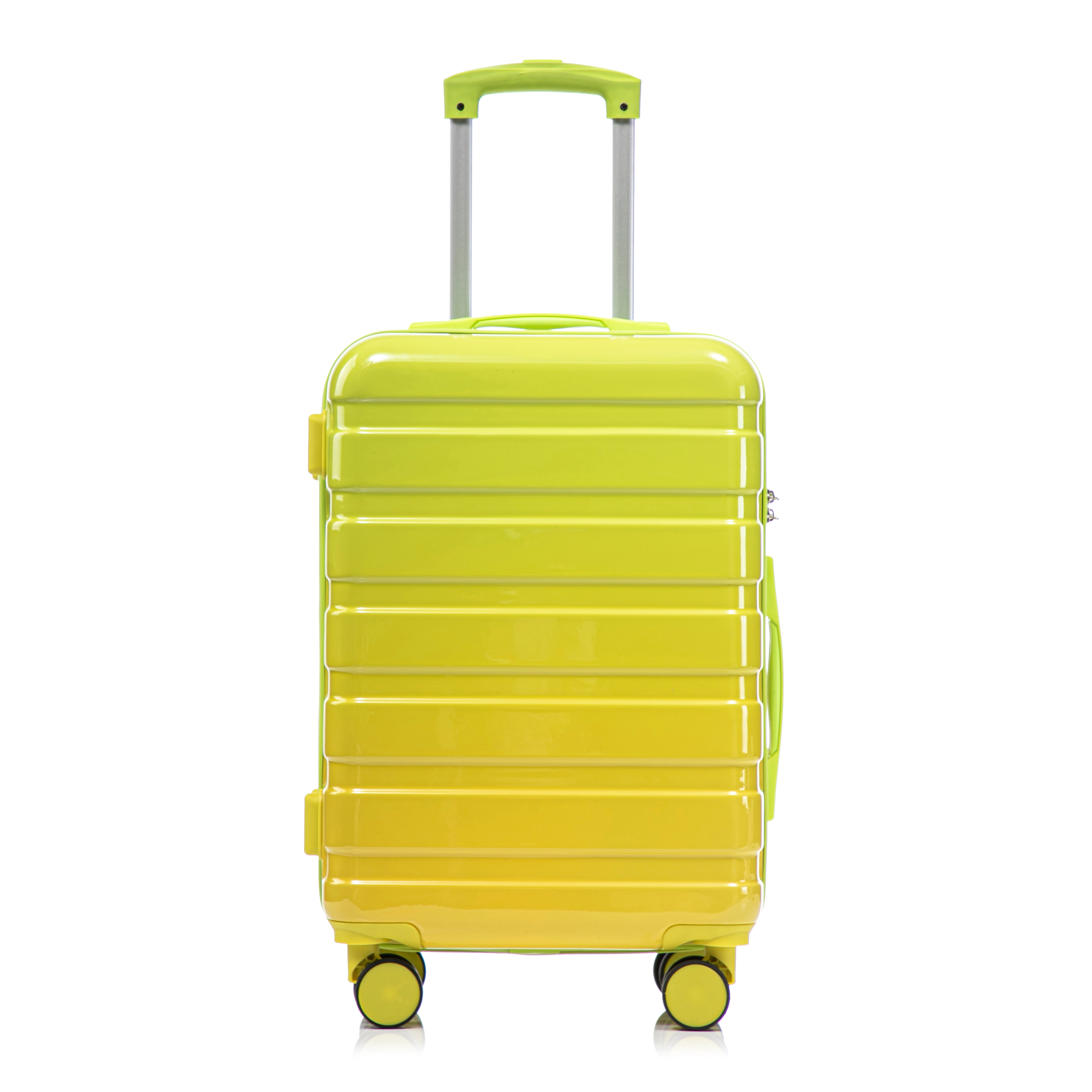 20" Carry-On Suitcase + 14" Cosmetic Case Set (PC Hard Shell, Gradient Yellow/Green)