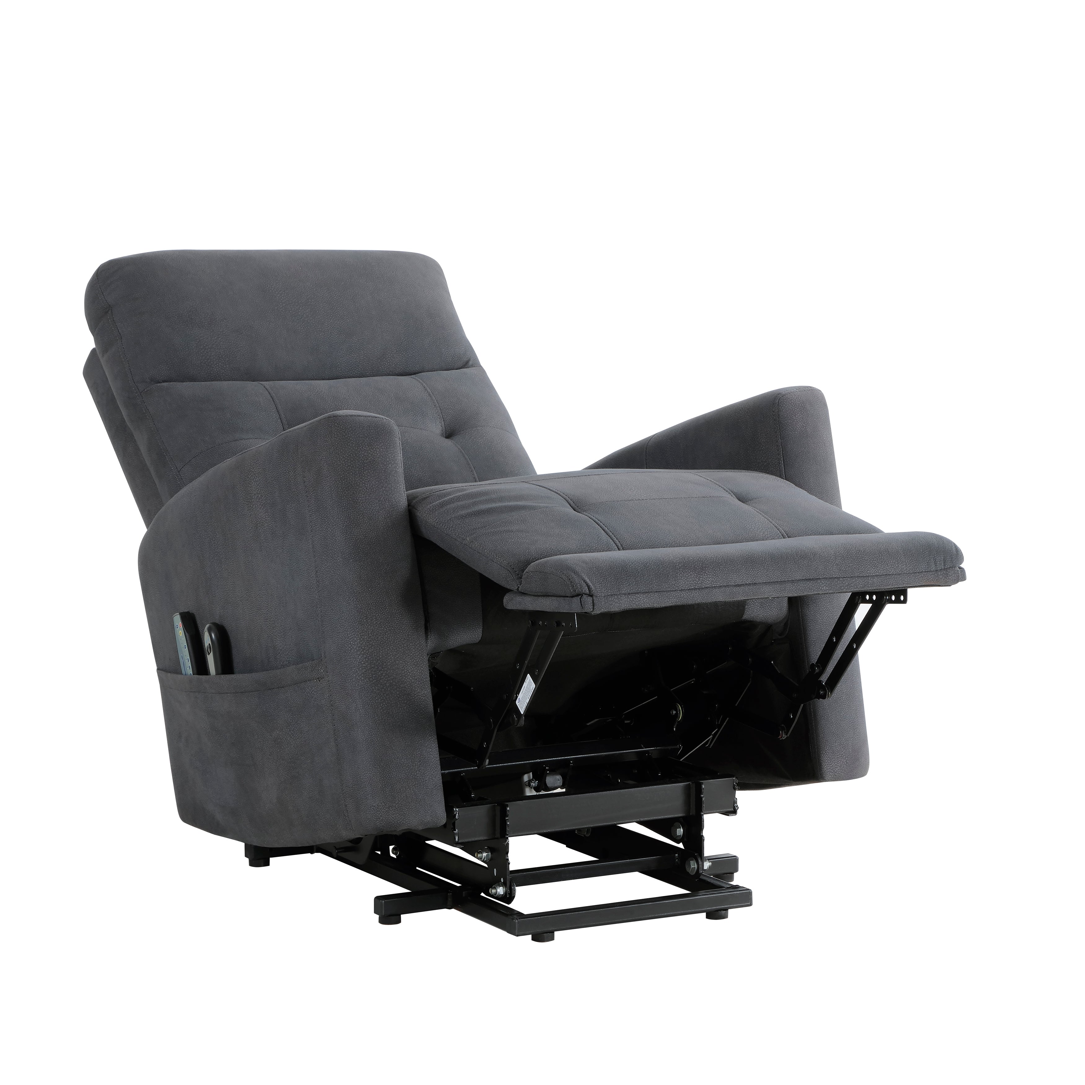 Power Lift Chair with Massage and Heat Comfort Dark Gray Upholstery Living Room Furniture 1pc Power Reclining Motion Chair