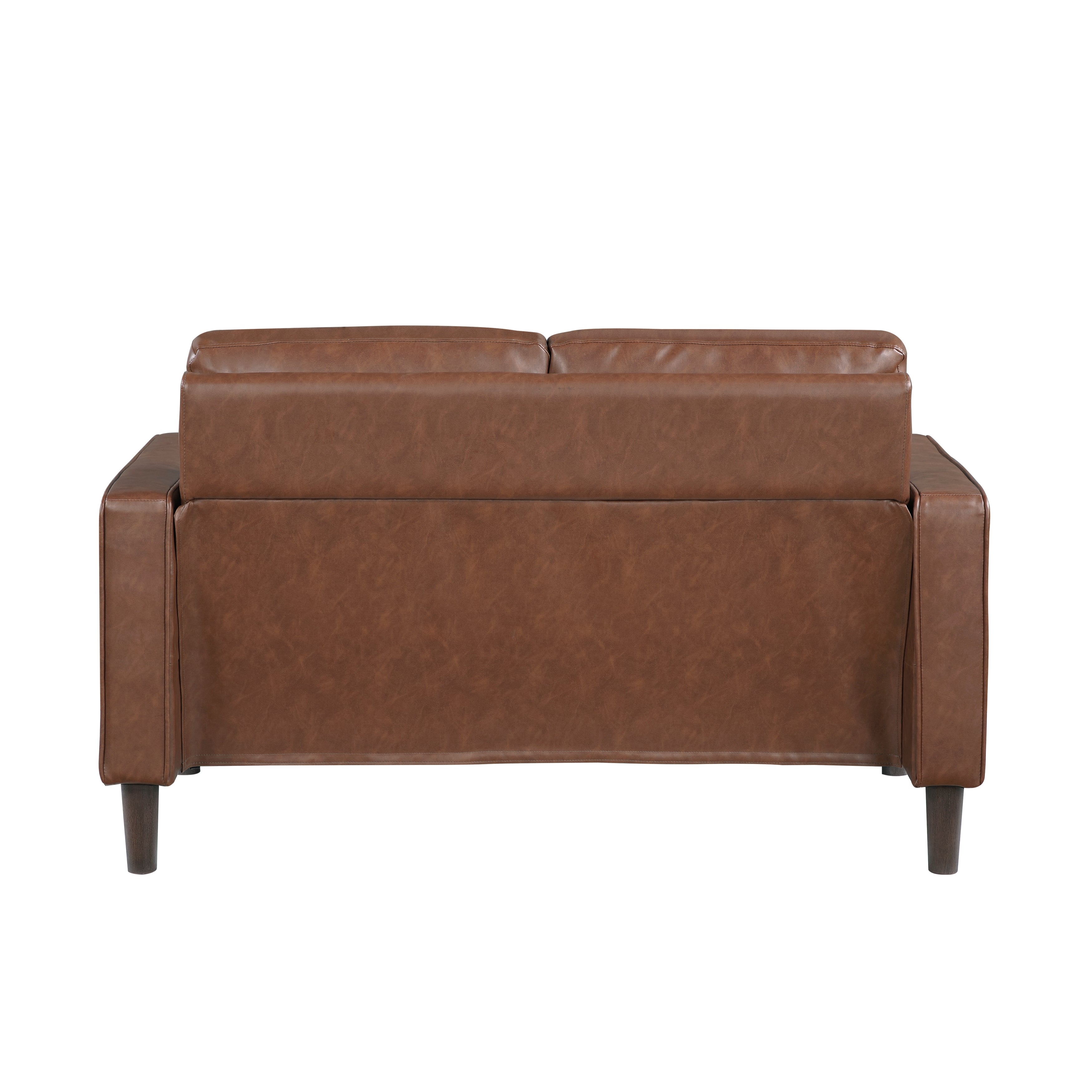 Modern Living Room Furniture 2pc Set Sofa Loveseat Chocolate Faux Leather Upholstered Cushion Back Seat Solid Wood