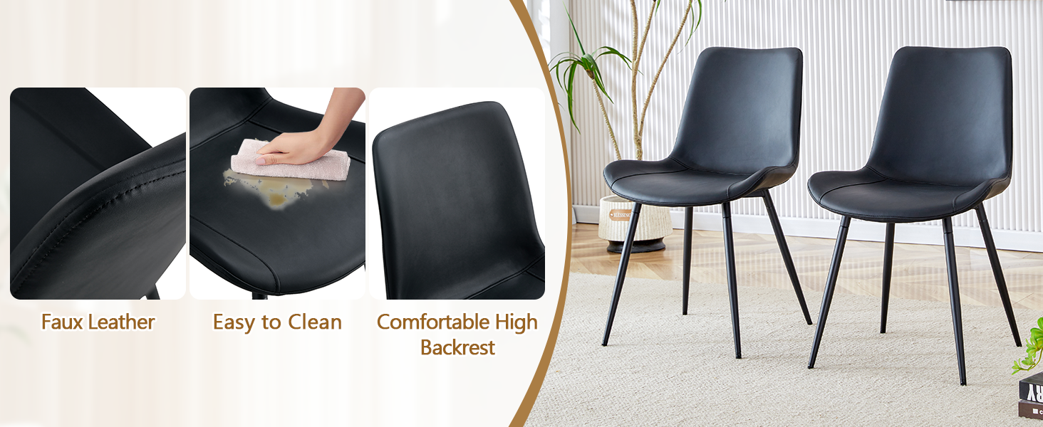 Table and chair set.42 inch modern minimalist white desktop round dining table set.Paired with 6 Black Artificial PU Chairs With Curved Widened Cushion Design. Suitable for dining rooms,office,etc.