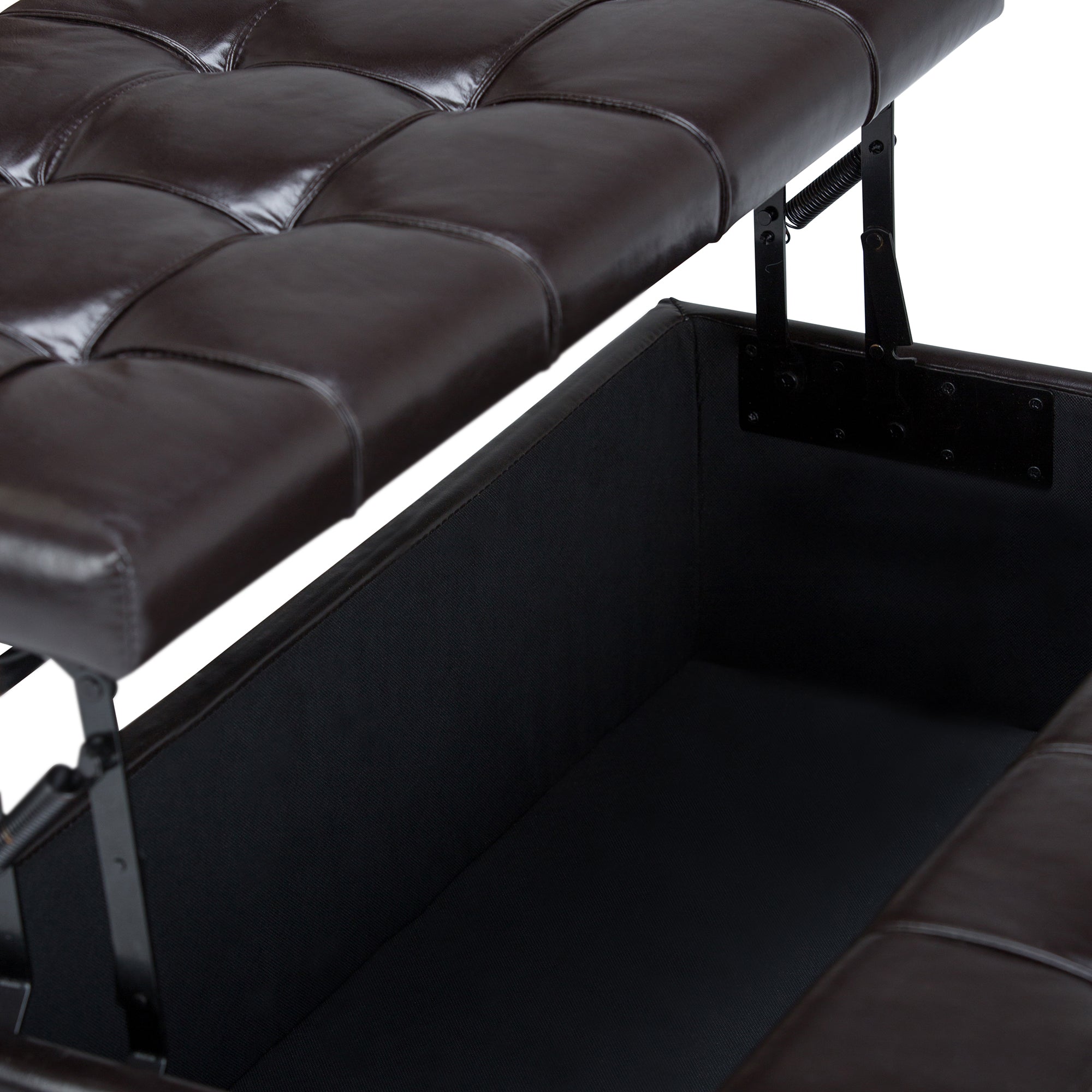 Harrison 36 inch Wide Coffee Table Storage Ottoman in Tanners Brown Vegan Leather