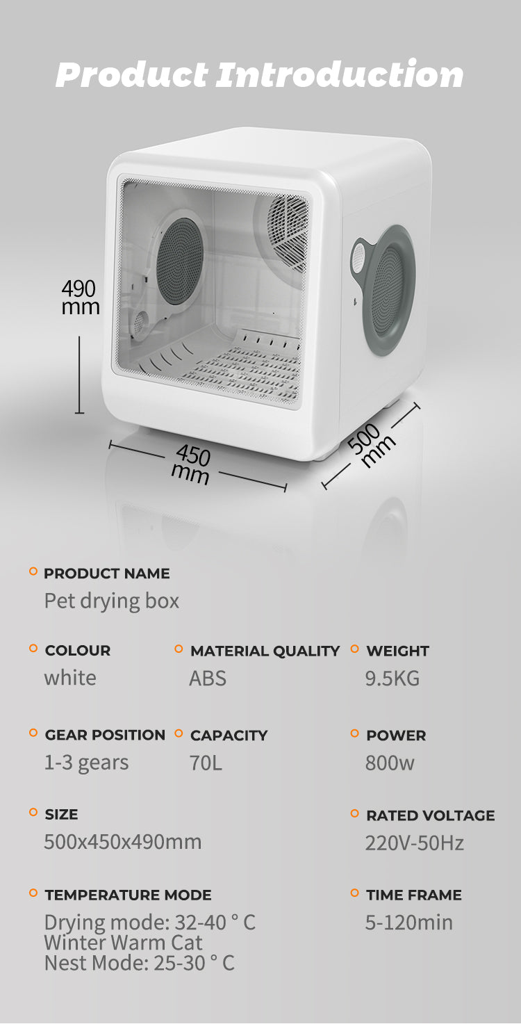 Pet Dryer Room for Cats & Dogs, Cream White