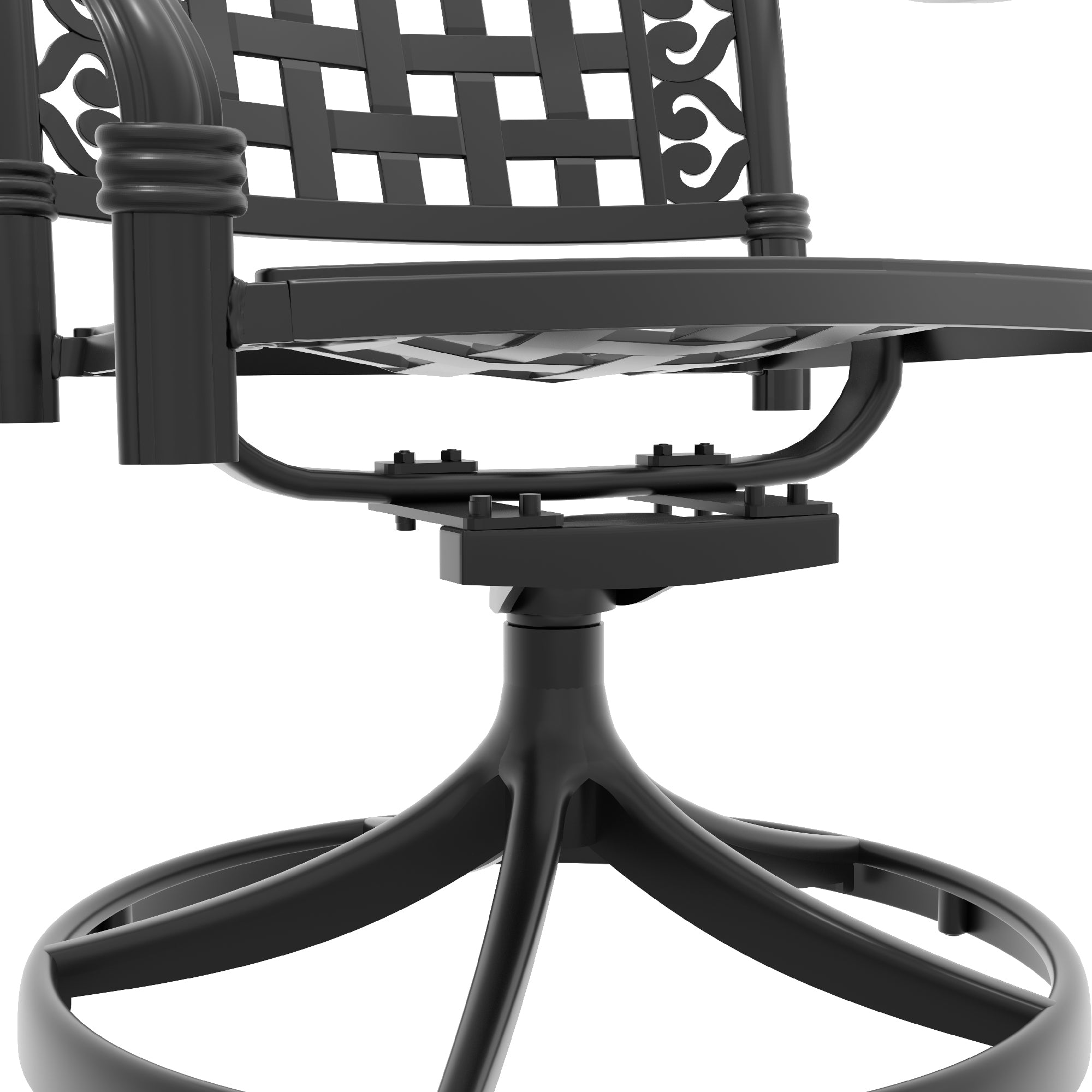 5-Piece All-Weather Cast Aluminum Dining Set, Include 4 Swivel Chairs and 39.37" Round Table With Black Frame (same sku: W1710S00438 )