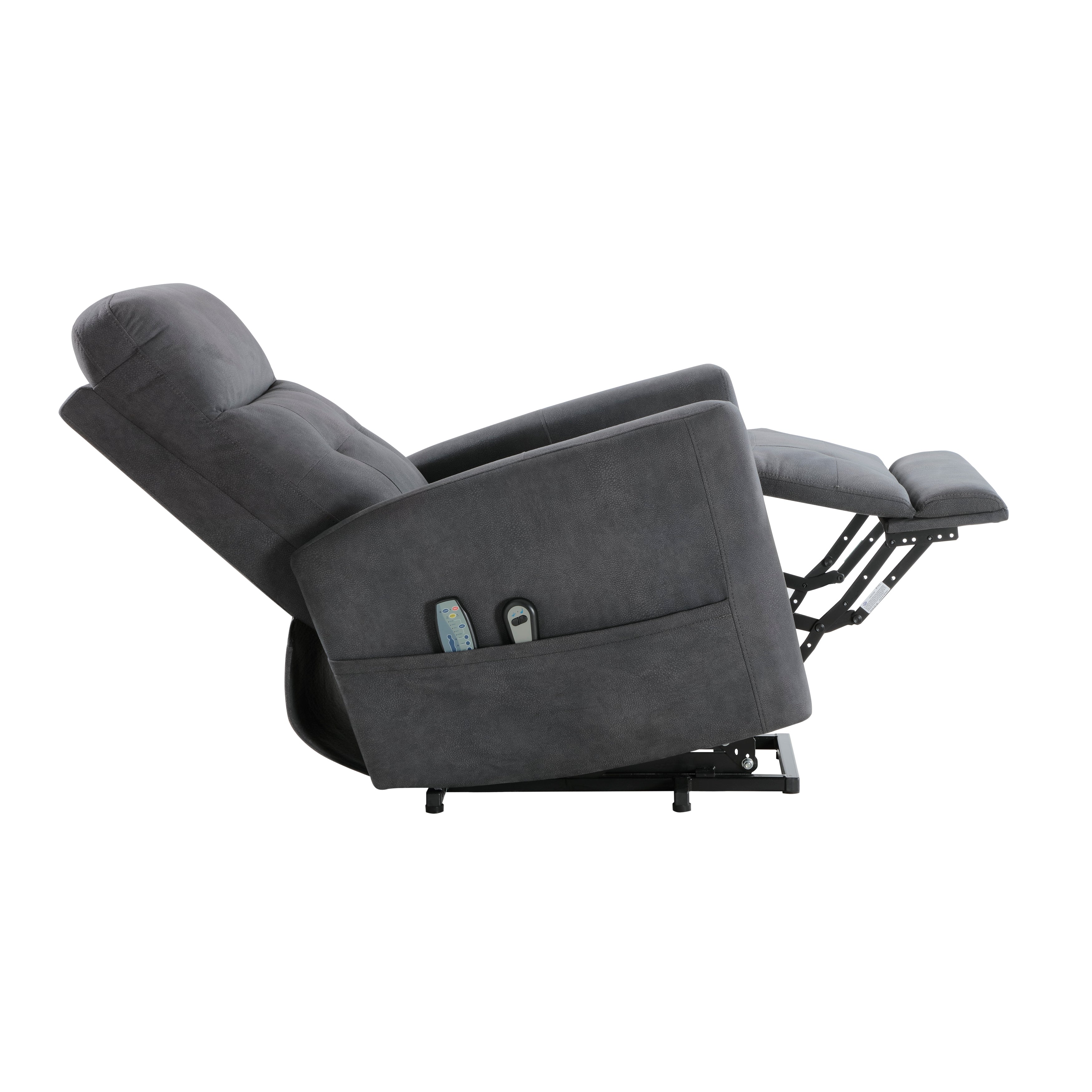 Power Lift Chair with Massage and Heat Comfort Dark Gray Upholstery Living Room Furniture 1pc Power Reclining Motion Chair