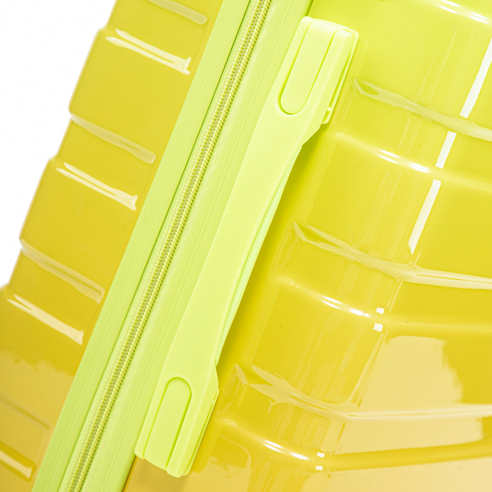 20" Carry-On Suitcase + 14" Cosmetic Case Set (PC Hard Shell, Gradient Yellow/Green)