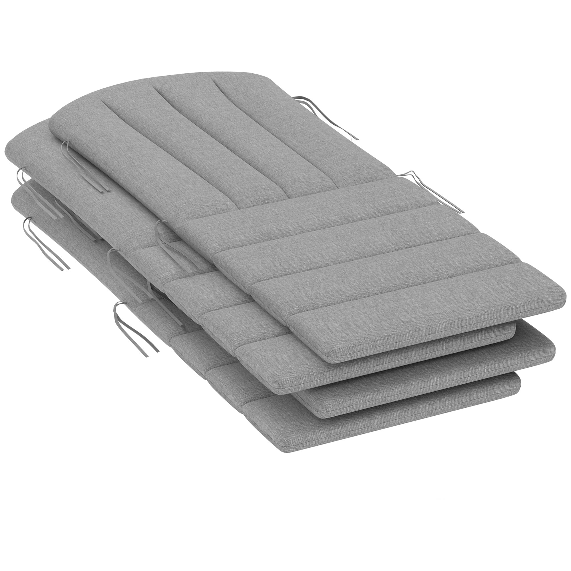 Outsunny Set of 4 Outdoor Chair Cushions, High Back Adirondack Chair Cushion with Ties, High-Density Foam, Gray
