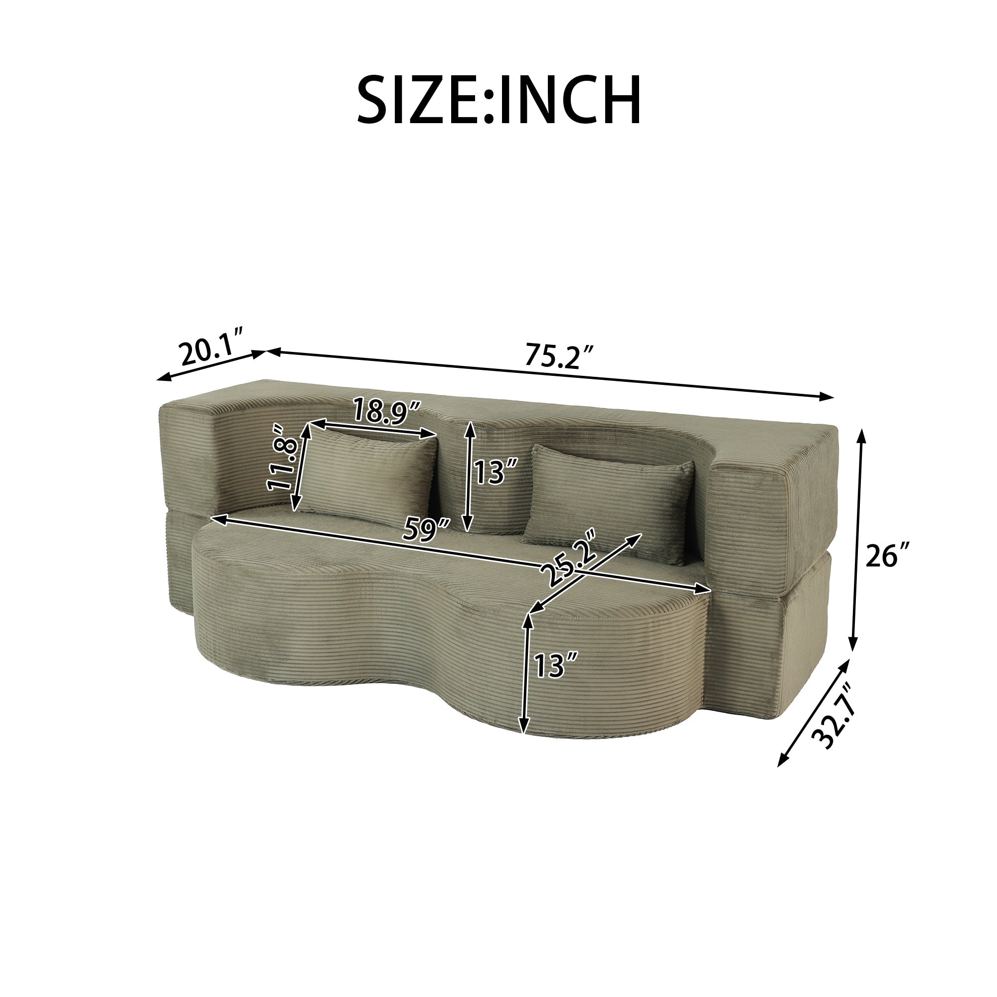 2-in-1 Foldable Sofa Bed (75")
