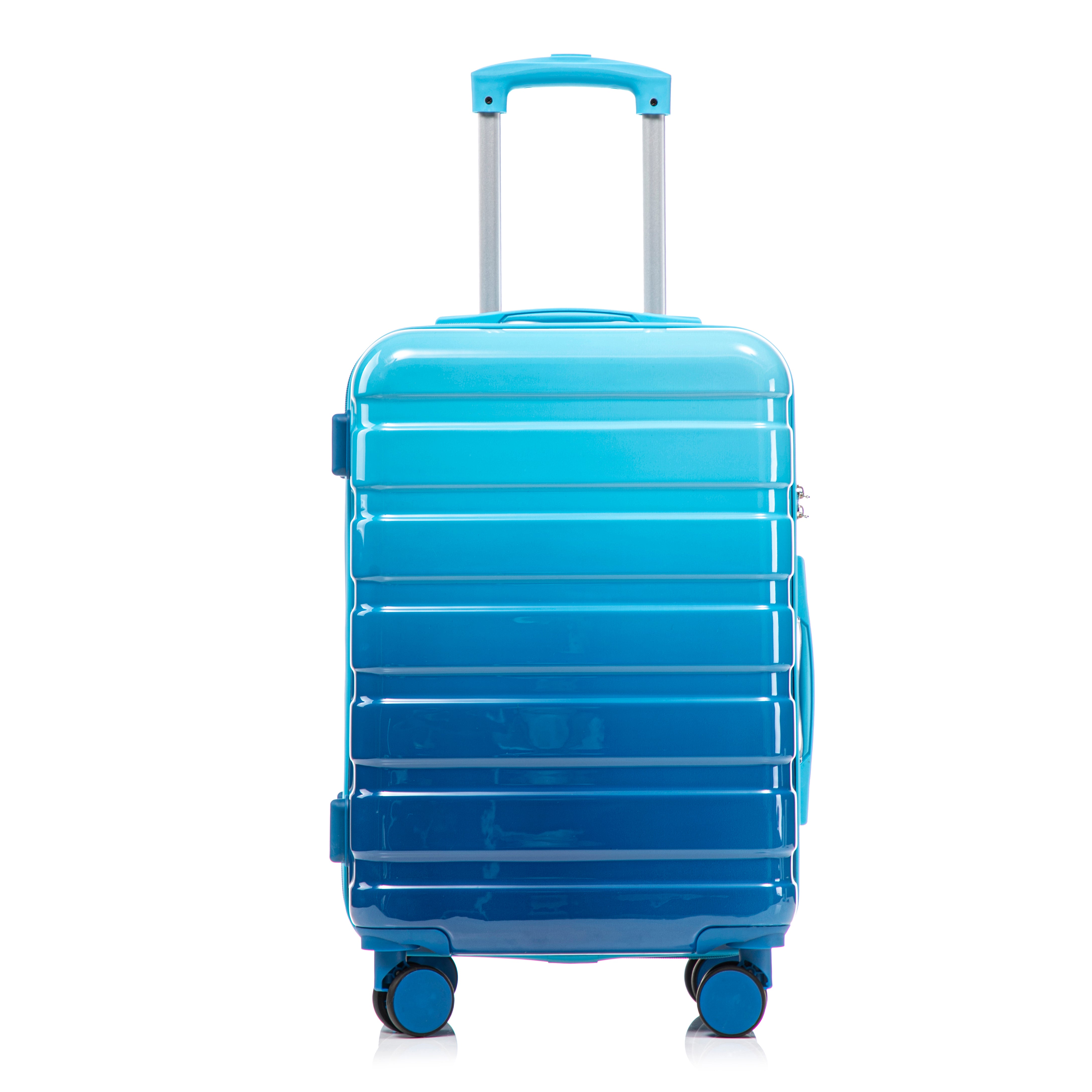 20" Carry-On Suitcase + 14" Cosmetic Case Set (PC Hard Shell, Gradient Navy/Light Blue)