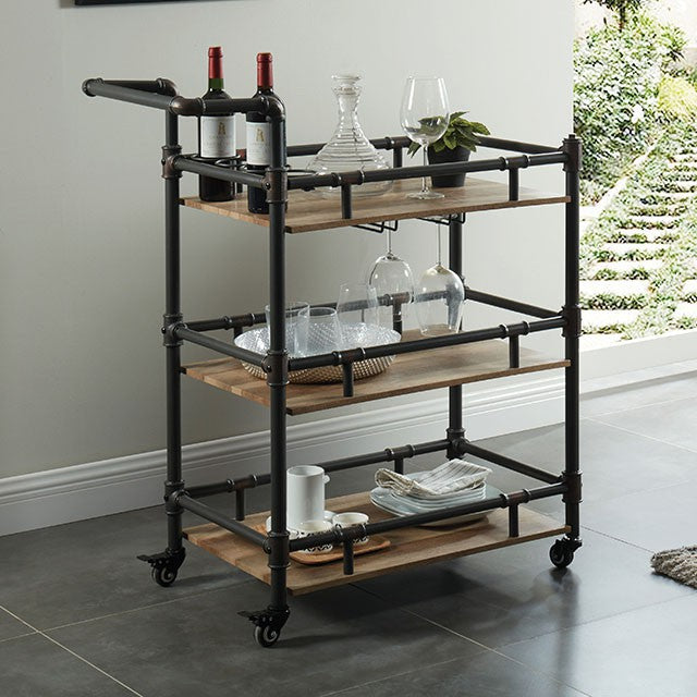 Aylmer Sand Black/Natural Serving Cart