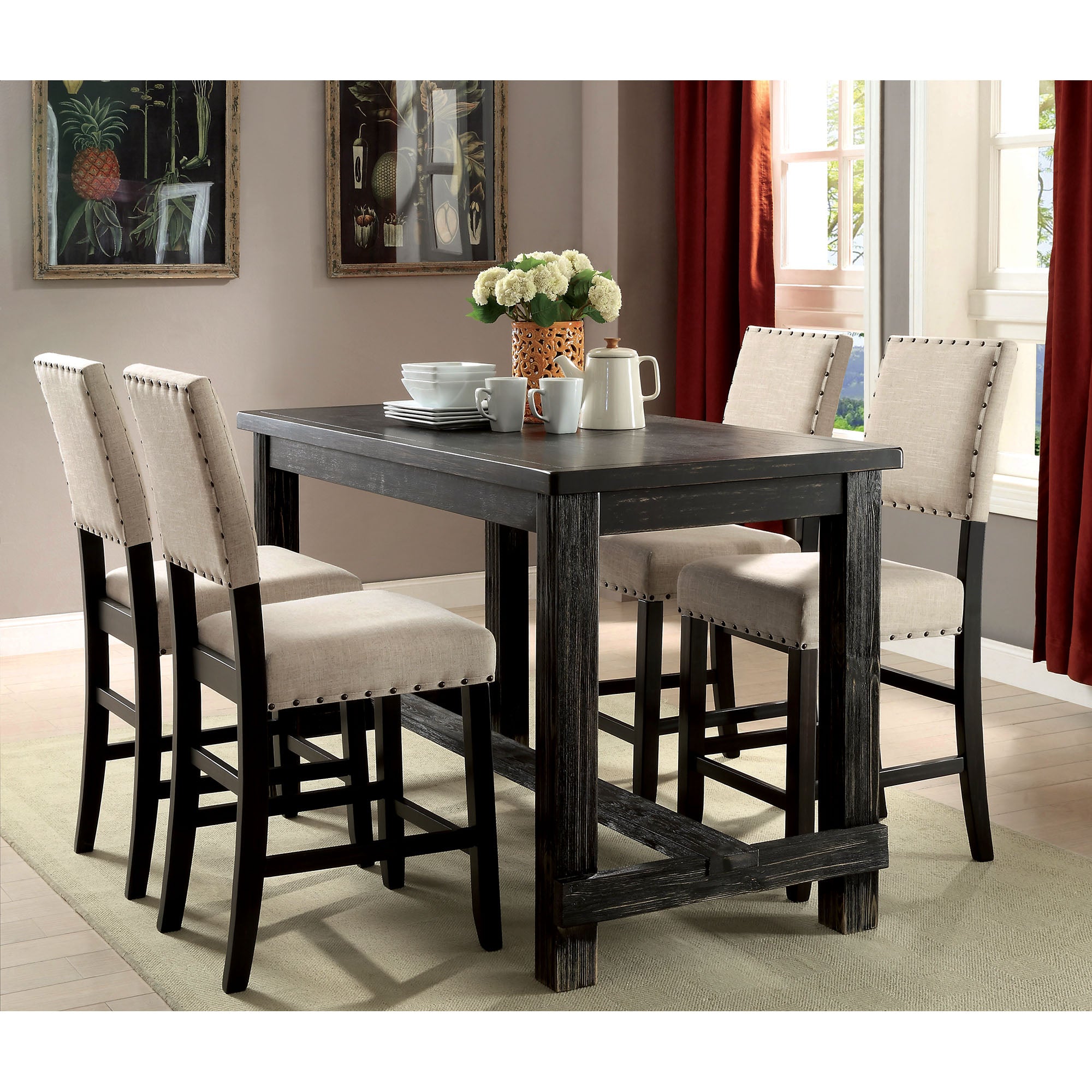 Sania III Antique Black 60  Counter Ht. Table